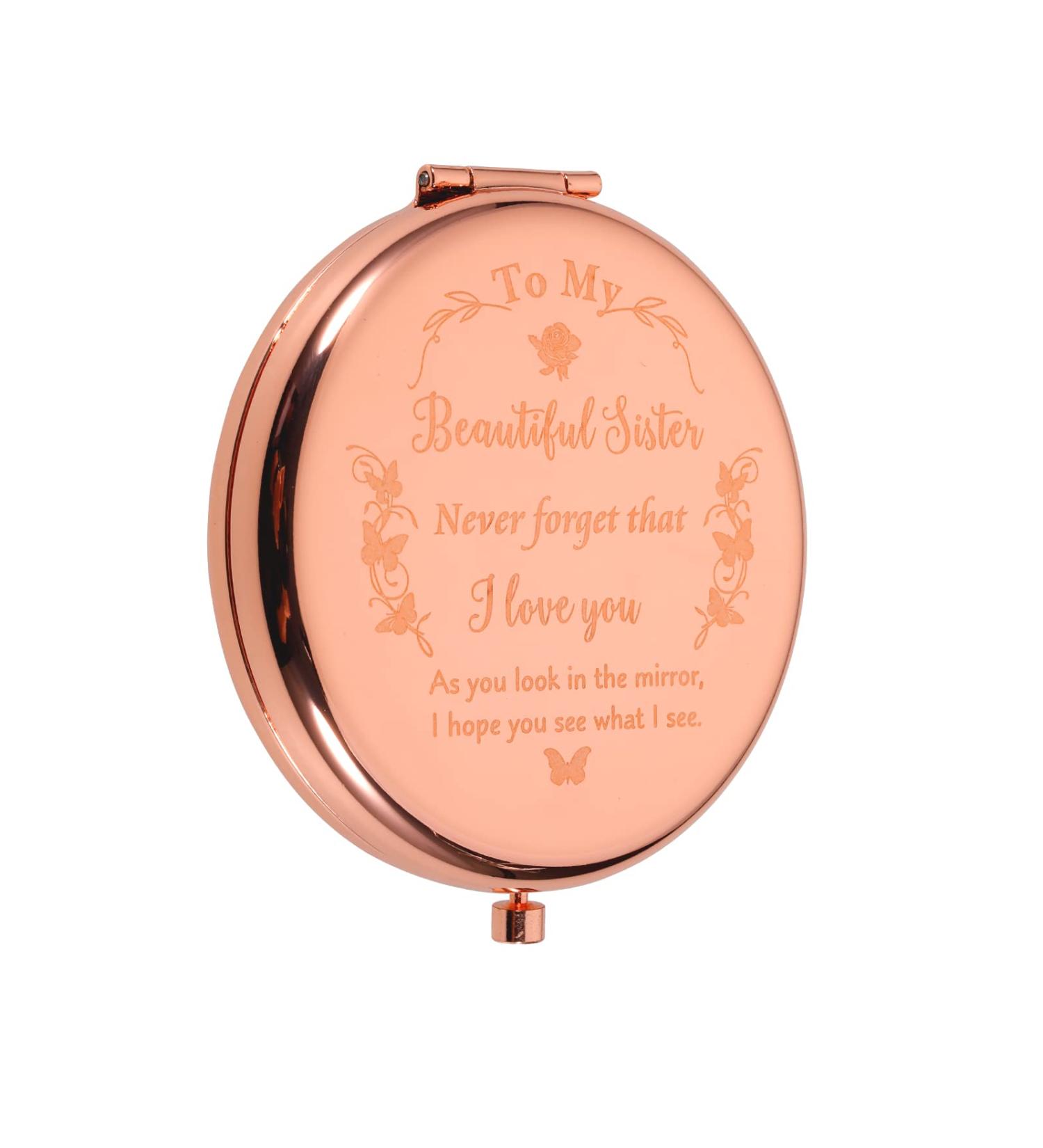 Sister Birthday Gift: Rose Gold Compact Mirror for Women - Unique Gift for Big Sister, Her, Teen Girls - Birthday, Graduation, Christmas Stocking Stuffer - Buy Online on GoSupps.com