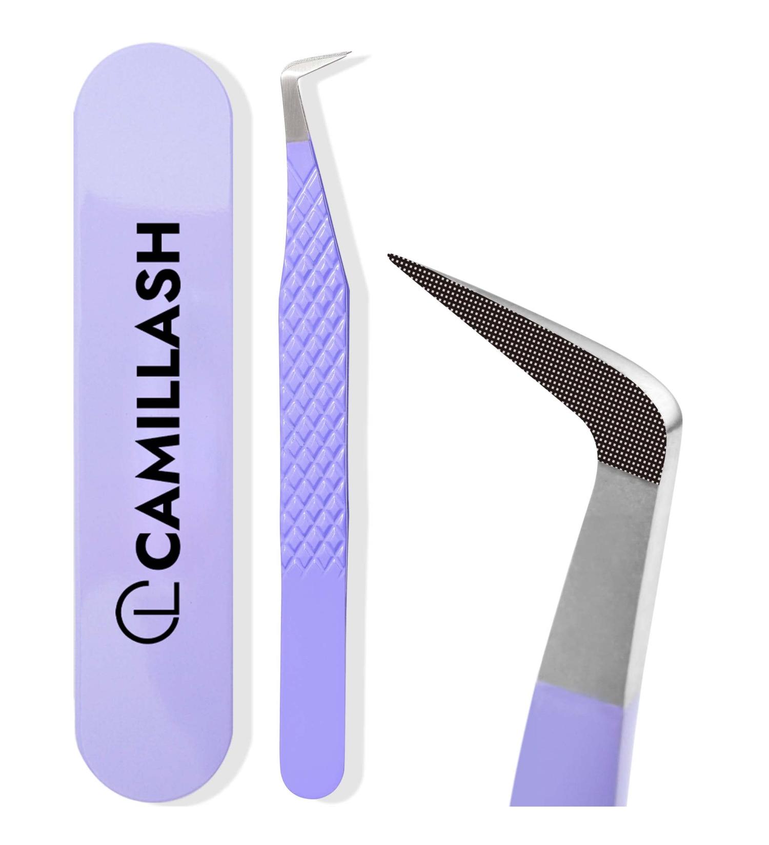 Fiber Tip Lash Tweezers - Professional Eyelash Extension Tool for Precision Work | Purple 90 Degree Volume Tweezers - Buy Online on GoSupps.com