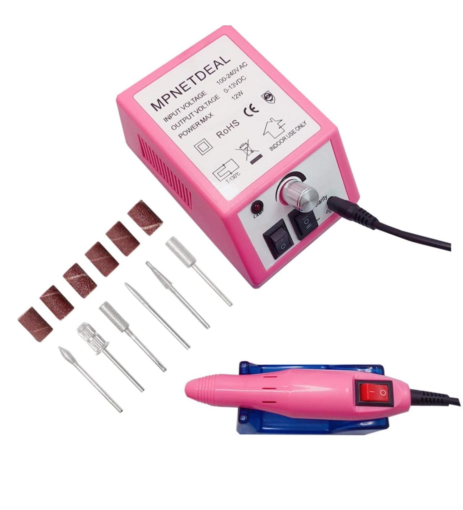 Electric Nail Drill Set Kit for Acrylic Nails Gel Art - Pink MPNETDEAL Efile Machine - Salon Quality at Home - Buy Online on GoSupps.com
