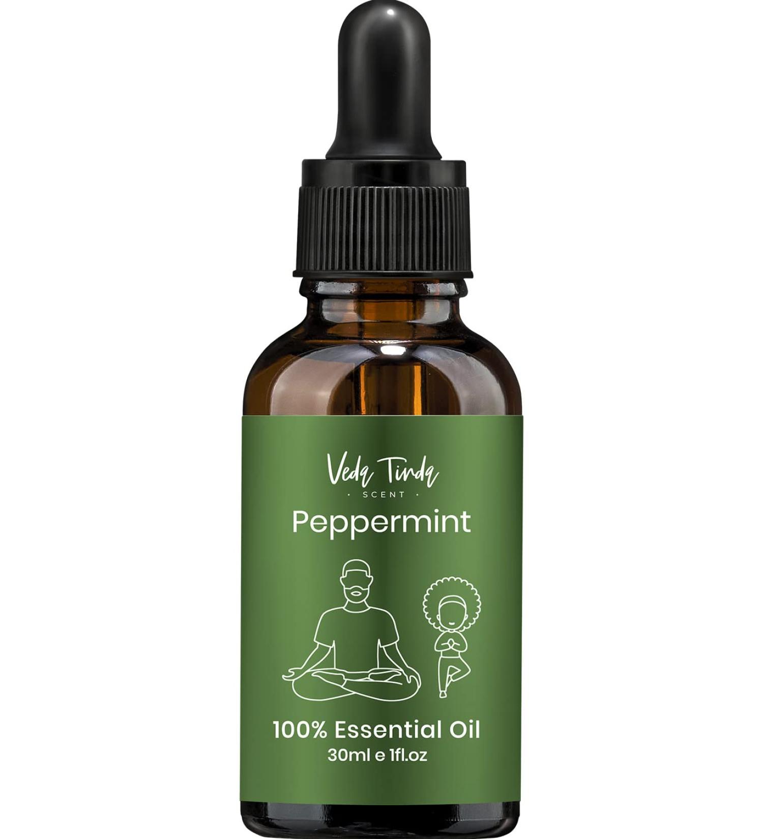 Veda Tinda Peppermint Oil - 100% Pure Organic Essential Oil for Hair Growth and Clear Head - 1 fl oz (30ml) - With Diffuser - Pack of 1 - Buy Online on GoSupps.com