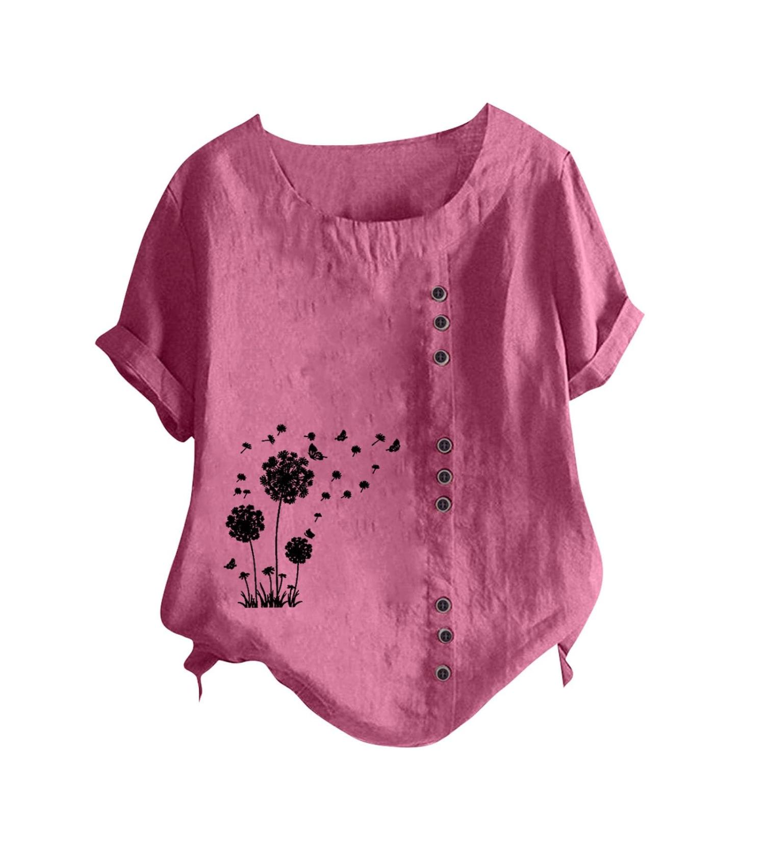 Shop Womens Summer Basic V/O Neckline T-Shirt - Elegant Cotton Tops in White & Hot Pink Sizes Up to 3XL | International Shipping Available - Buy Online on GoSupps.com