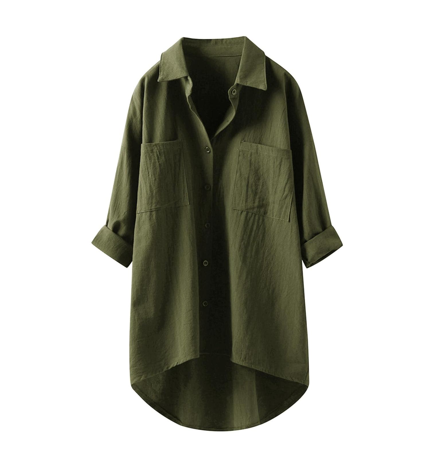 Womens Linen Shirts Casual Long Sleeve V-Neck Blouse Button Up Ladies Going Out Work Office Loose Fit Tunic Top Retro Summer Tee Tops 1061-qppoj-ag-f M - Buy Online on GoSupps.com