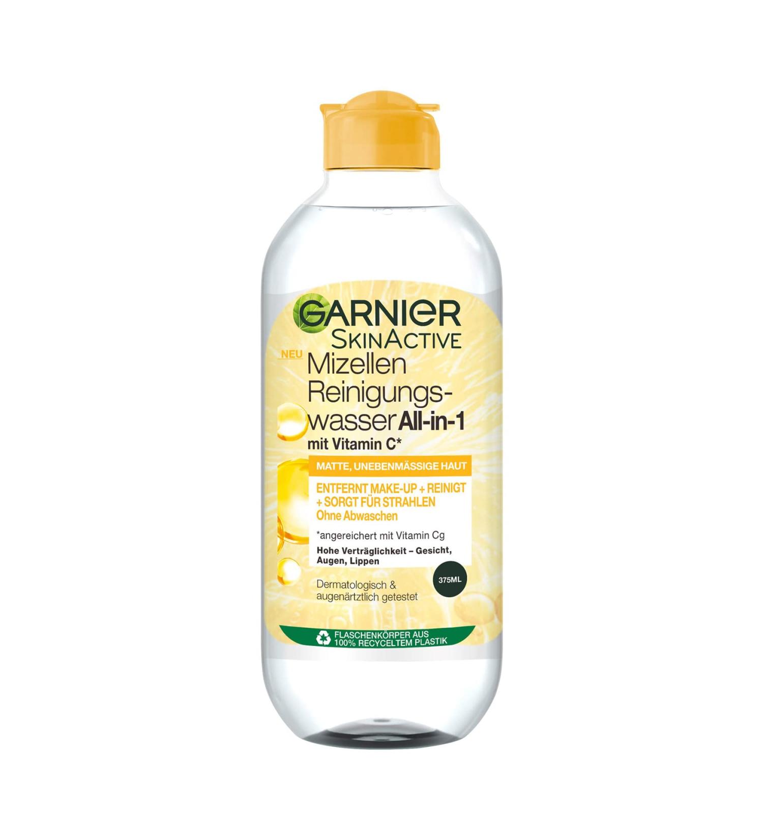 L'Or al Deutschland Garnier Allin1 micellar cleansing water with vitamin C for a radiant complexion makeup remover and facial cleansing for tired skin Skin Active 1 x 375 ml - Buy Online on GoSupps.com