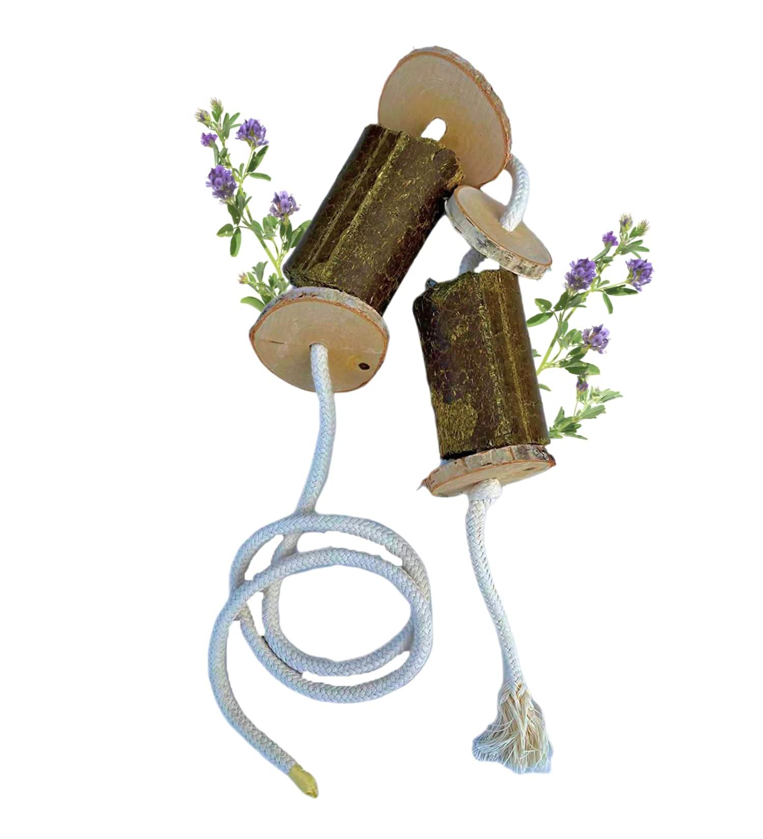 Buy Lax Meadow Lucerne Play Rope with Wooden Discs | Healthy Roughage Snacks for Horses | Grain-Free Supplementary Feed | 1 Pack - Buy Online on GoSupps.com