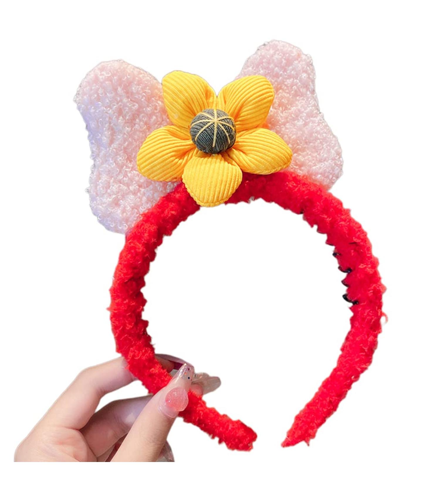 amangul Sweet Hair Accessories Women Washing Face Hairband Cartoon Flower Shape Headbands Multi Color Hair Hoop(Yellow Flower Bow) - Buy Online on GoSupps.com