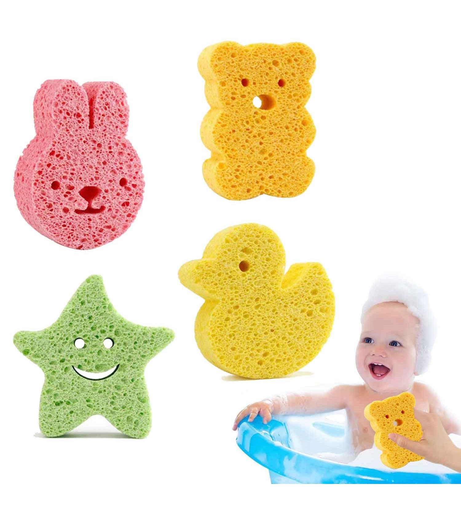 4Pcs Cute Baby Shower Sponge Set for Newborns & Toddlers - Gentle Bath Care Sponges - Buy Online on GoSupps.com