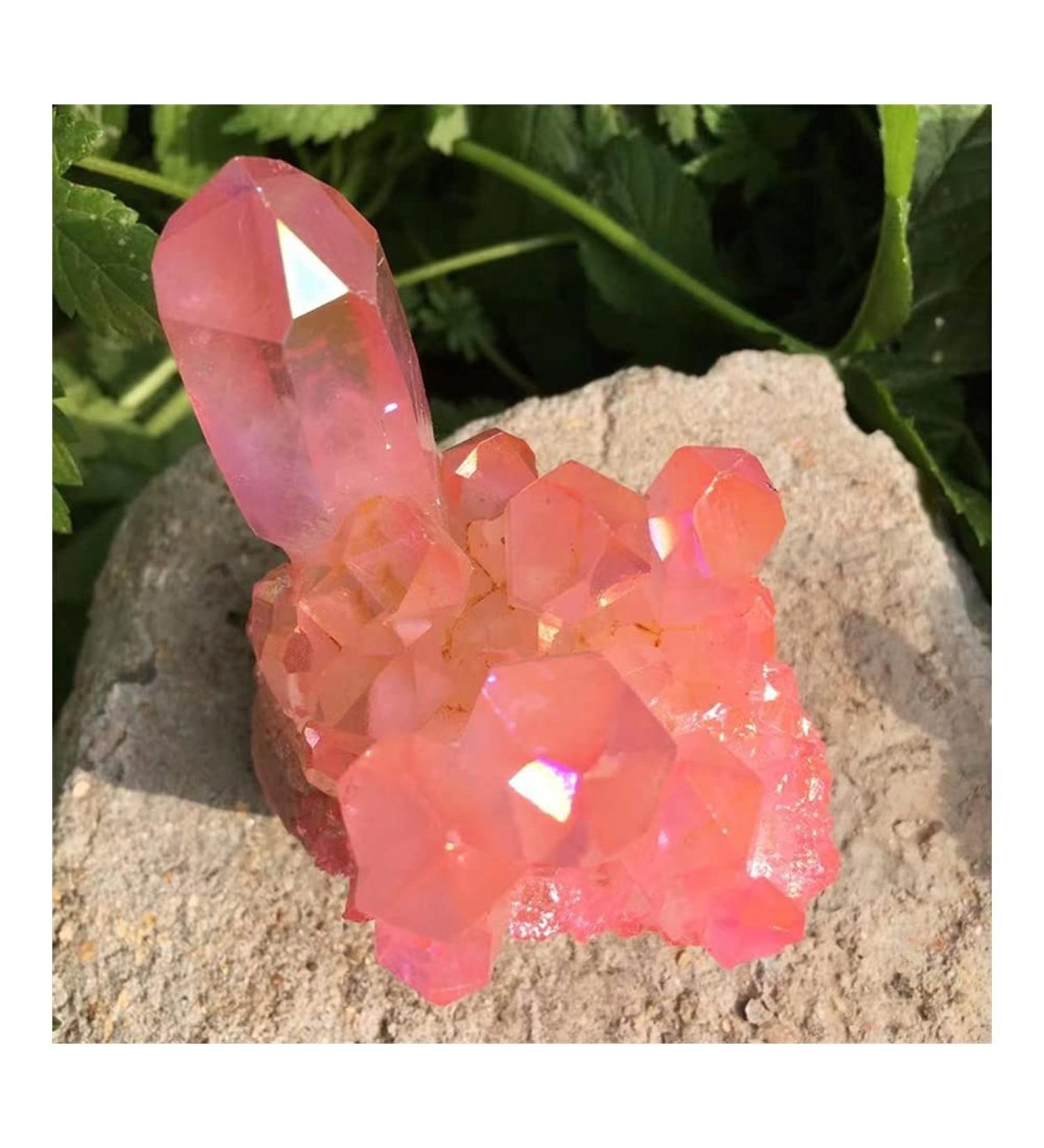 Crystal 250-300g Natural Crystal Quartz Cluster pinkl Specimen Electroplating Coated Reiki Stone Home Decoration Craft ERTEYIN - Buy Online on GoSupps.com