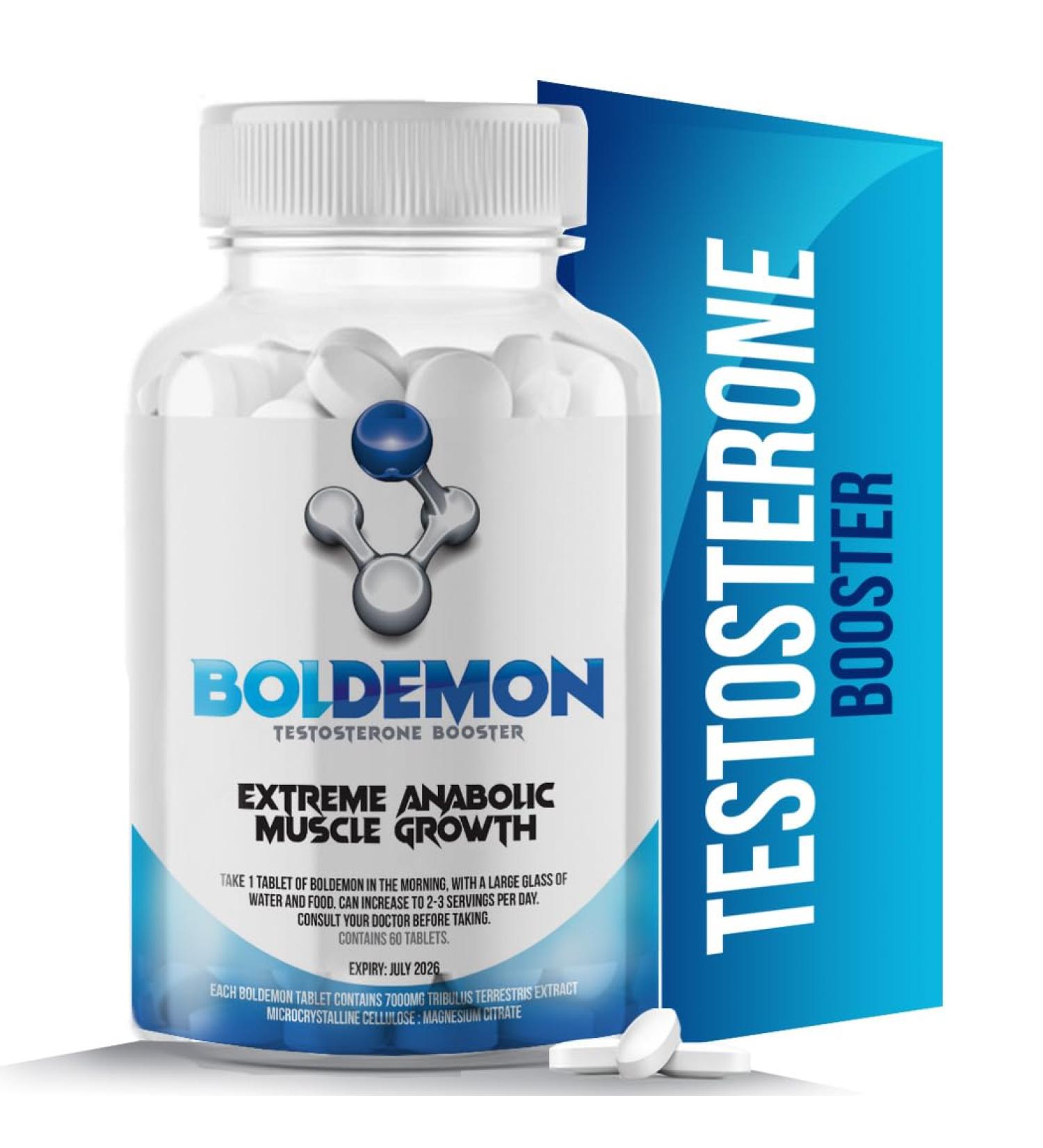 BoldeMon Testosterone Boosters Supplements (7000mg) for Men - Muscle Gain & Growth Hormone Support - Buy Online on GoSupps.com