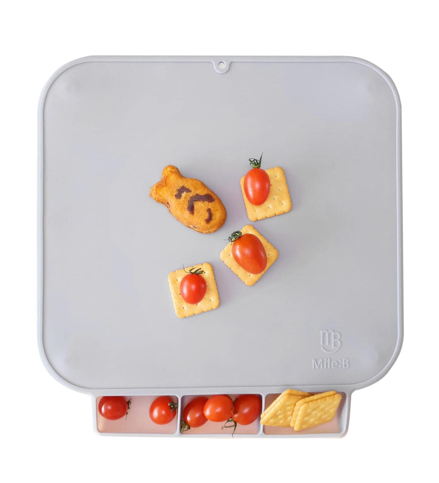 Mile B Baby Toddler Placemat Non Slip 16x14in with Suction Cups and Food Catcher - Gray - Buy Online on GoSupps.com