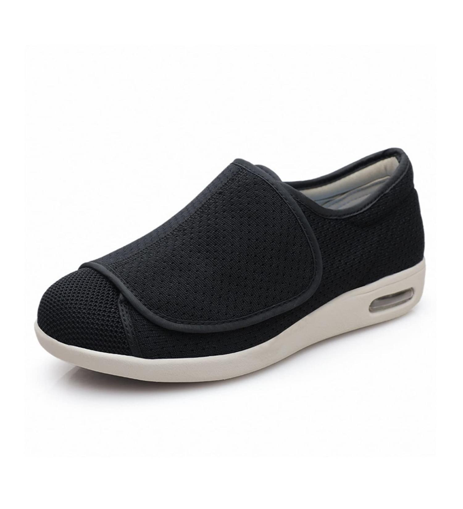 NVBHOF Adjustable Diabetic Shoes for Men - Black, Size 12 | Comfy Orthopedic Footwear for Elderly with Swollen Feet & Plantar Fasciitis - Buy Online on GoSupps.com