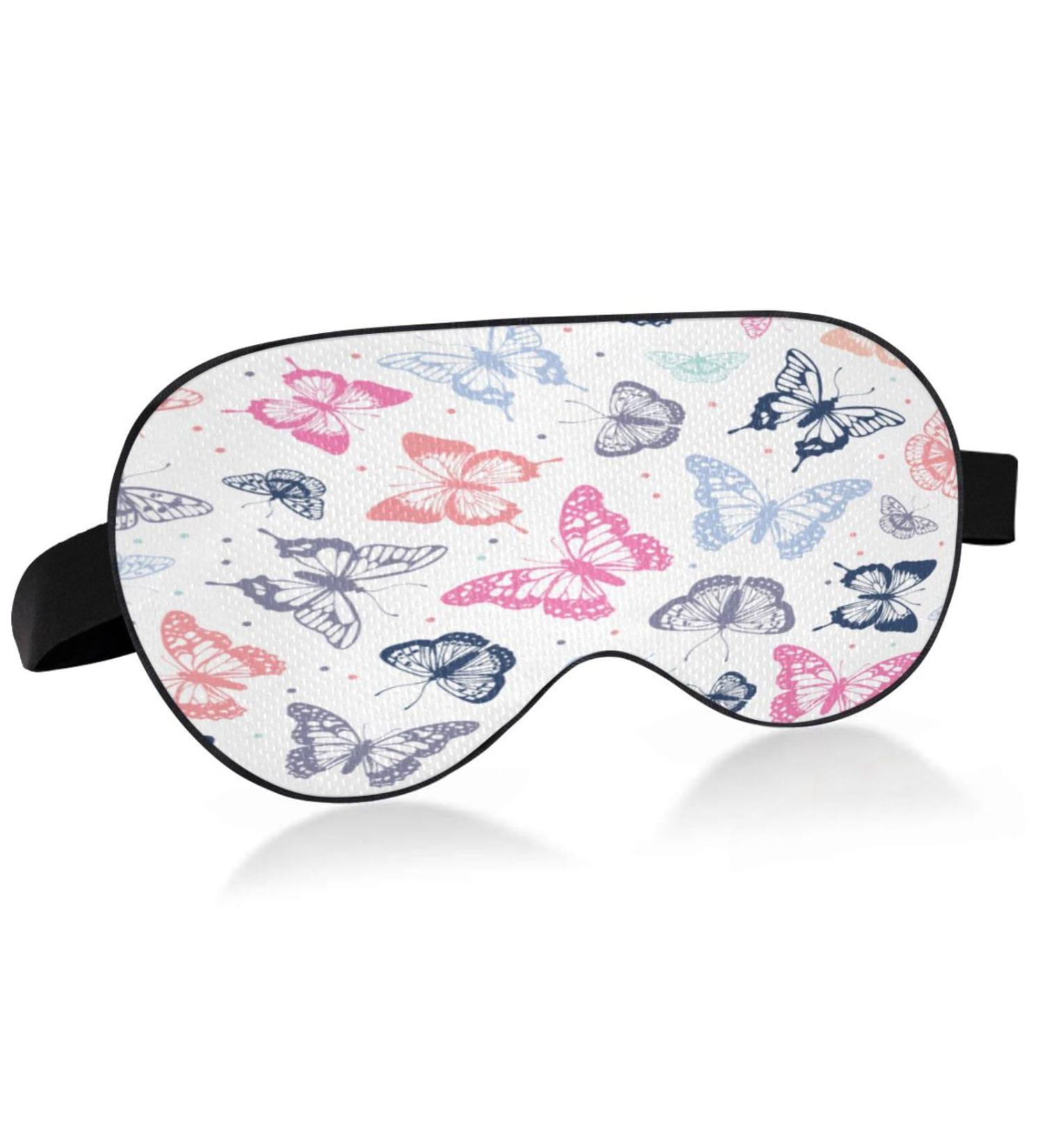 WELLDAY Colorful Butterfly Sleep Mask - Adjustable Strap Eye Shade Cover for Men and Women - Soft Comfort Blindfold for Blocking Out Light - Buy Online on GoSupps.com