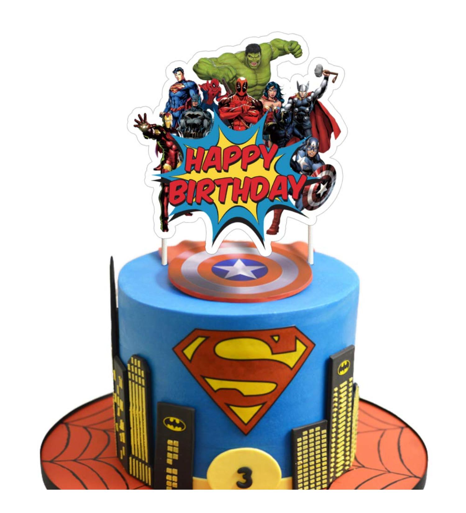 1 Superhero Cake Topper Birthday Cupcake Toppers Decorations Party Supplies for Fans of Super Hero