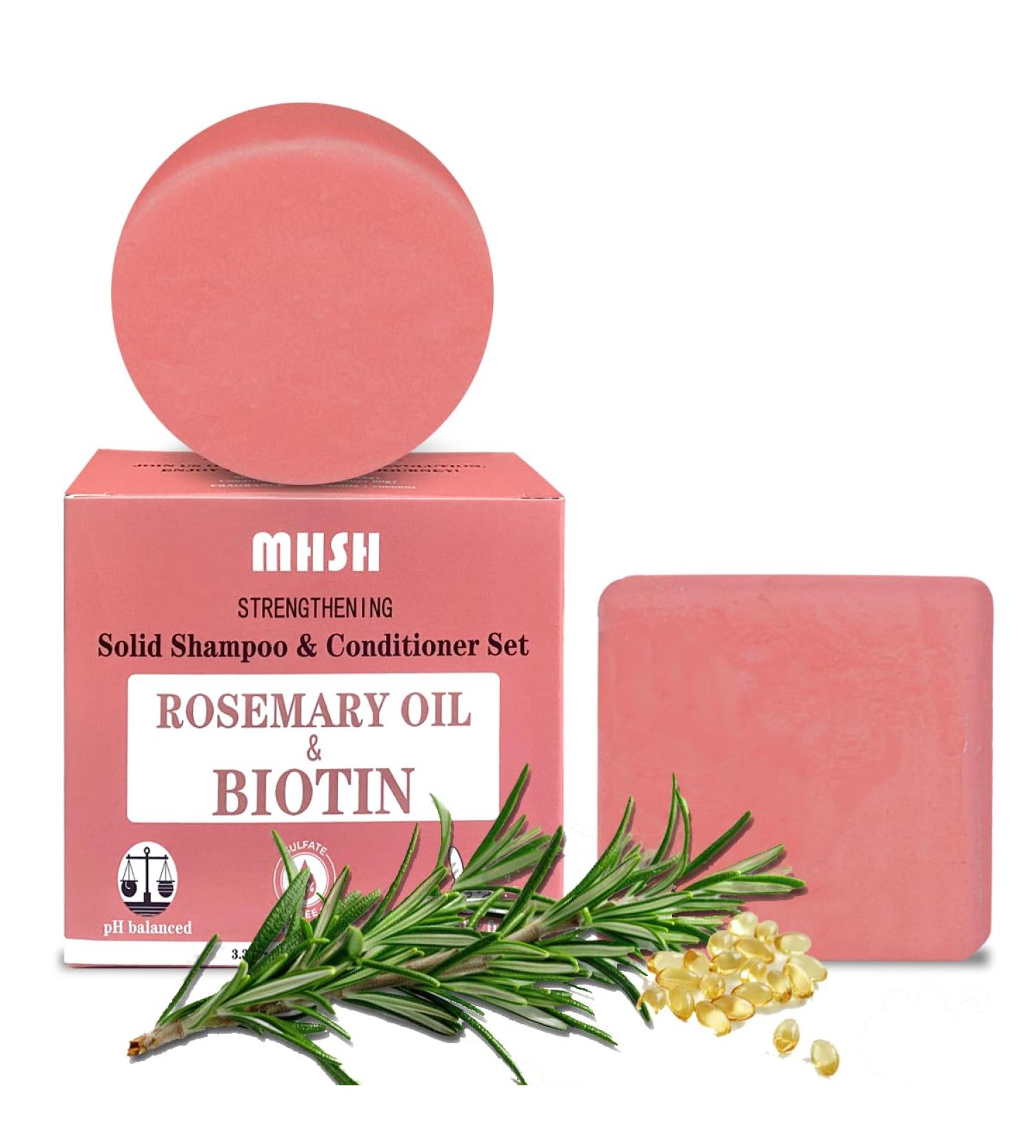 Rosemary & Biotin Shampoo & Conditioner Bar Set for Thinning Hair | Sulfate-Free Hair Growth Solution for Men & Women - Buy Online on GoSupps.com