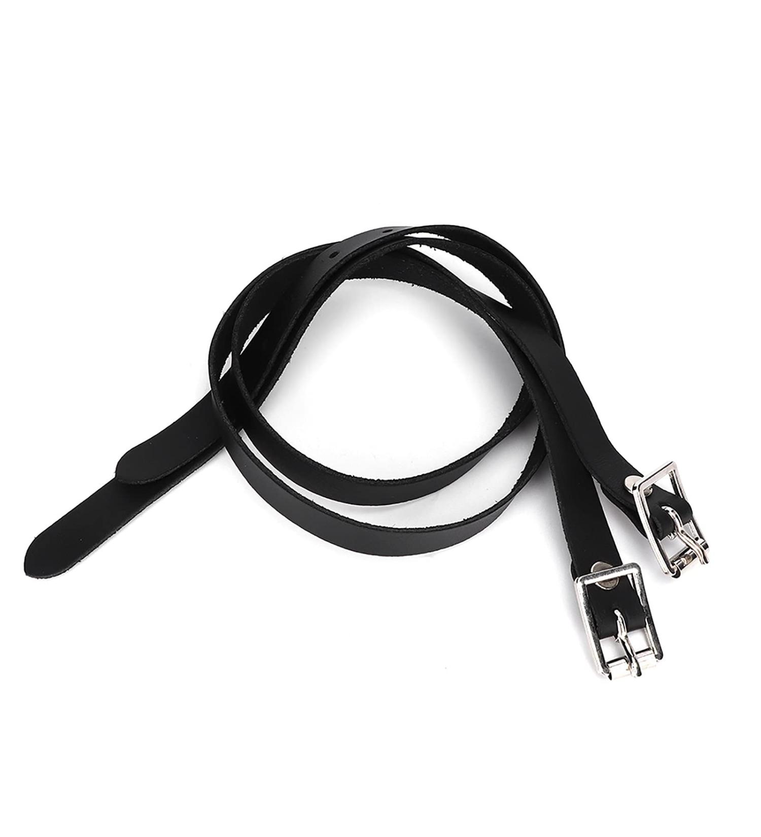 Handmade Leather Spore Straps with Stainless Steel Buckle | Adjustable Horse Riding Accessories for Kids & Men - Premium Quality Black Riding Tools - Buy Online on GoSupps.com