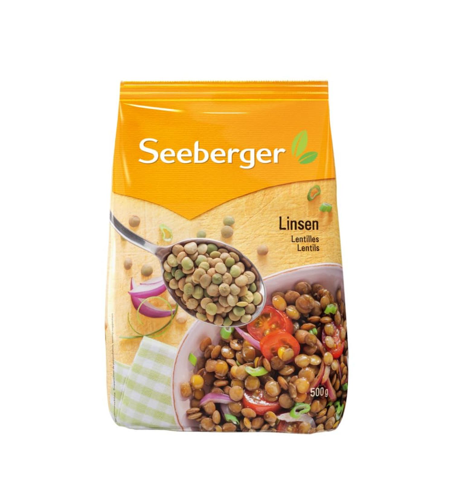 Seeberger lenses 9 Pack: particularly large delicate -nutty plate lenses - ready for cooking as a side dish for lentil soup stew or salad - without additive salad vegan (9 x 500 g) 500 g (9 Pack)
