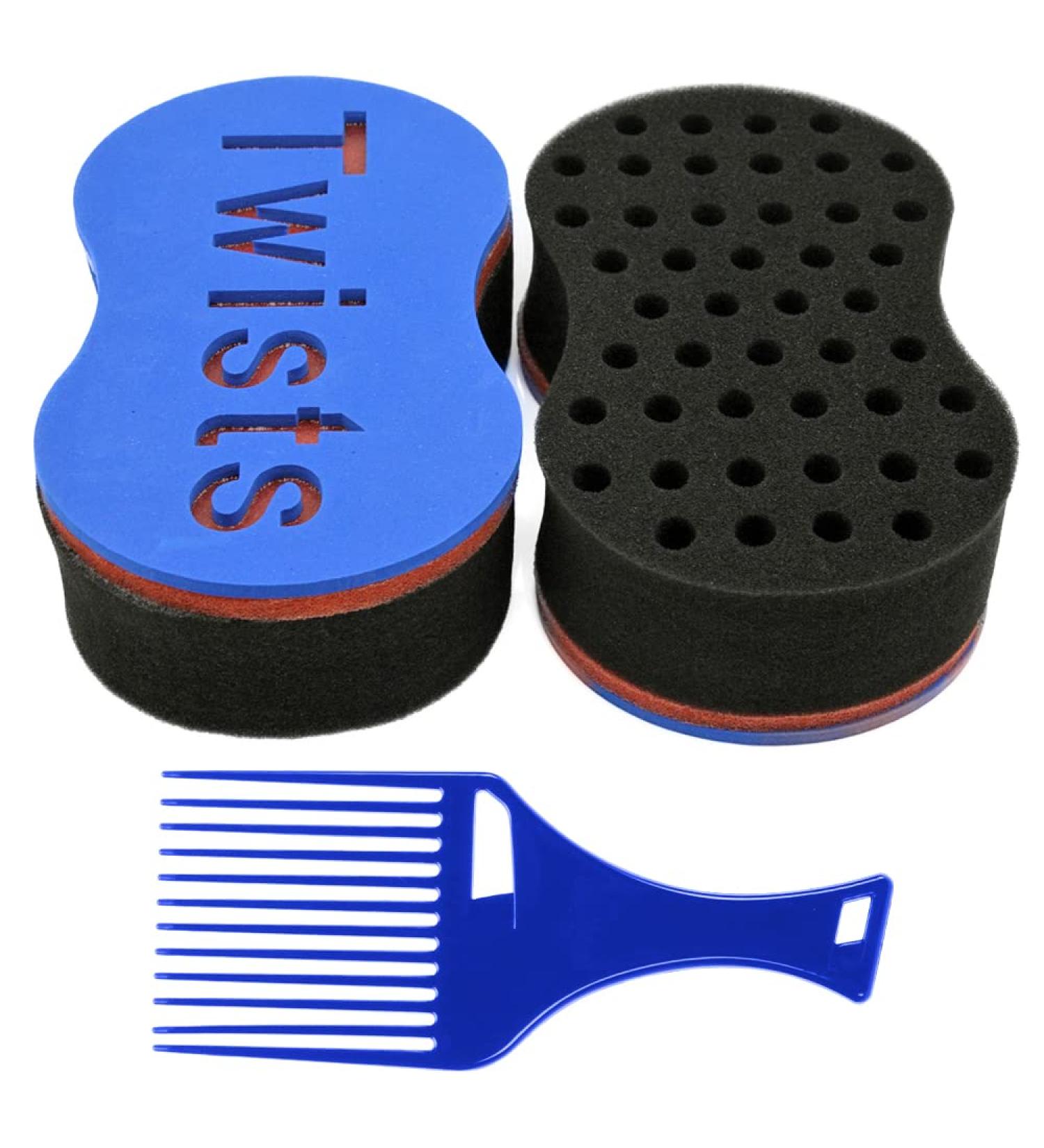 BEWAVE Hair Brush Sponge Twist Wave Barber Tool for Dreads Afro Locs - Includes 1 Hair Pick - Black, 1 Pack - Buy Online on GoSupps.com