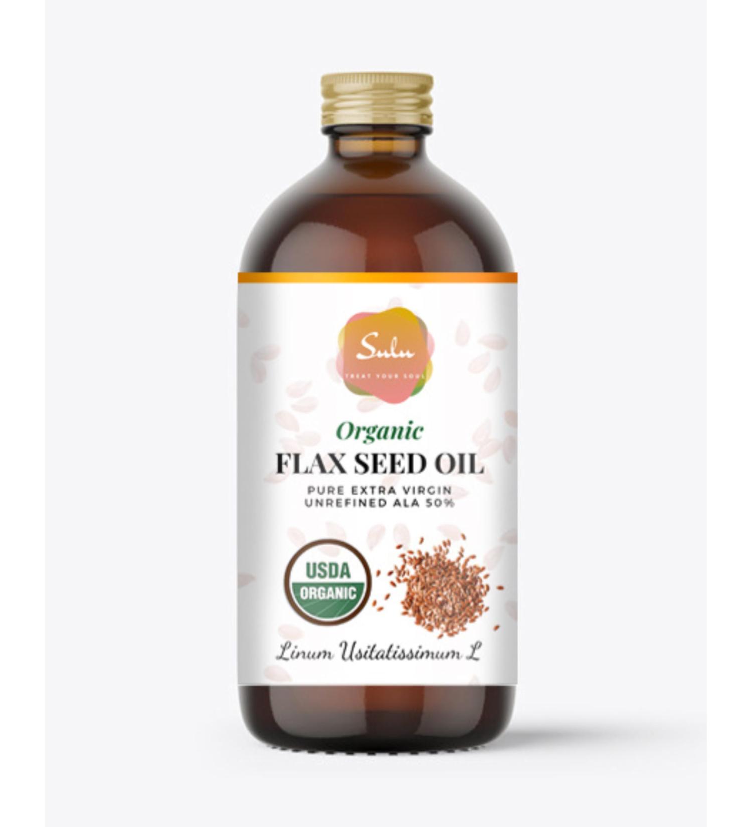 Flax Seed Oil- USDA Organic Unrefined Cold Pressed ALA 50%(4 oz)