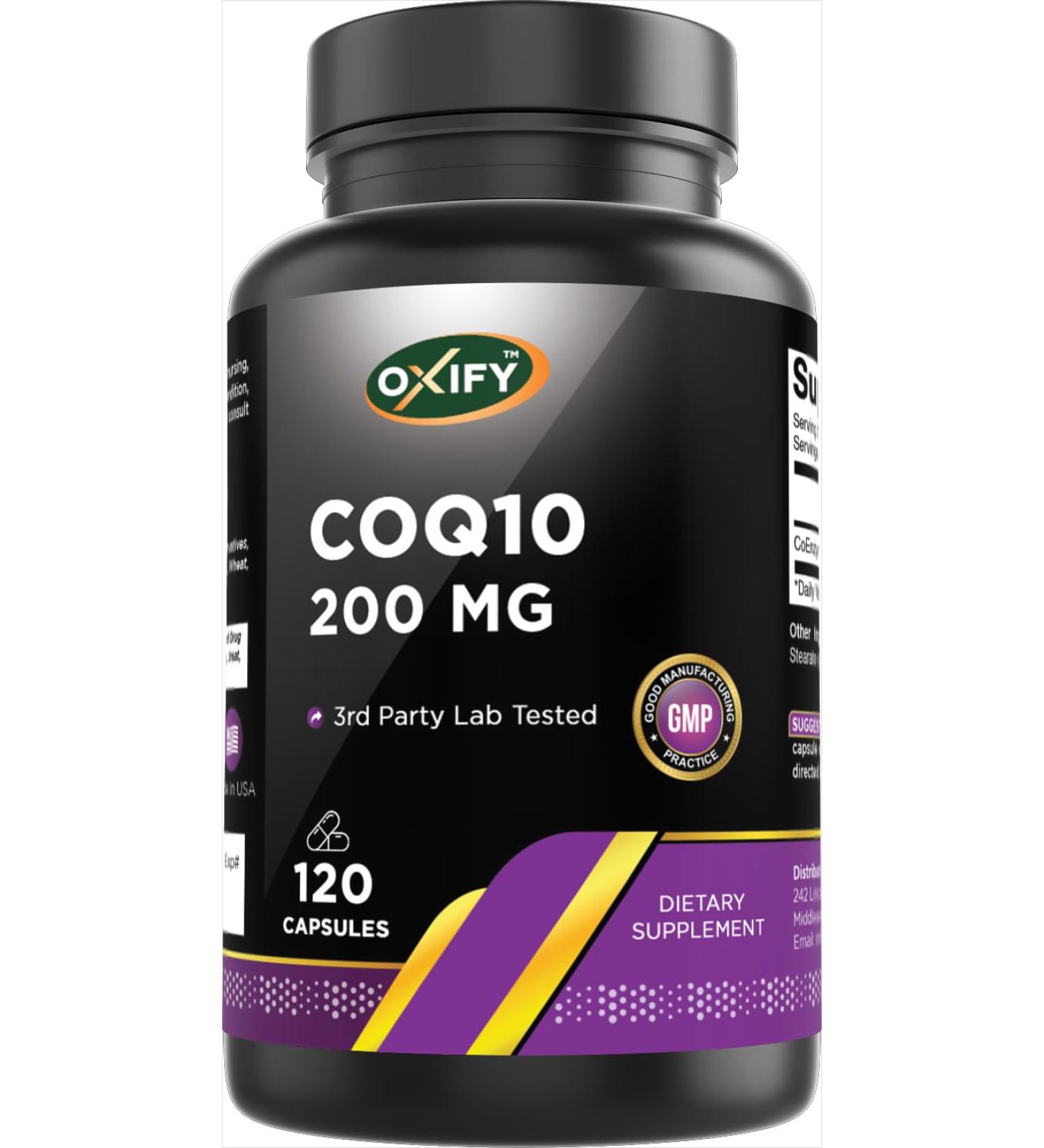 Oxify COQ10 200 mg | 120 Capsules | Gluten-Free Non-GMO | Supplement Made in USA - Buy Online on GoSupps.com