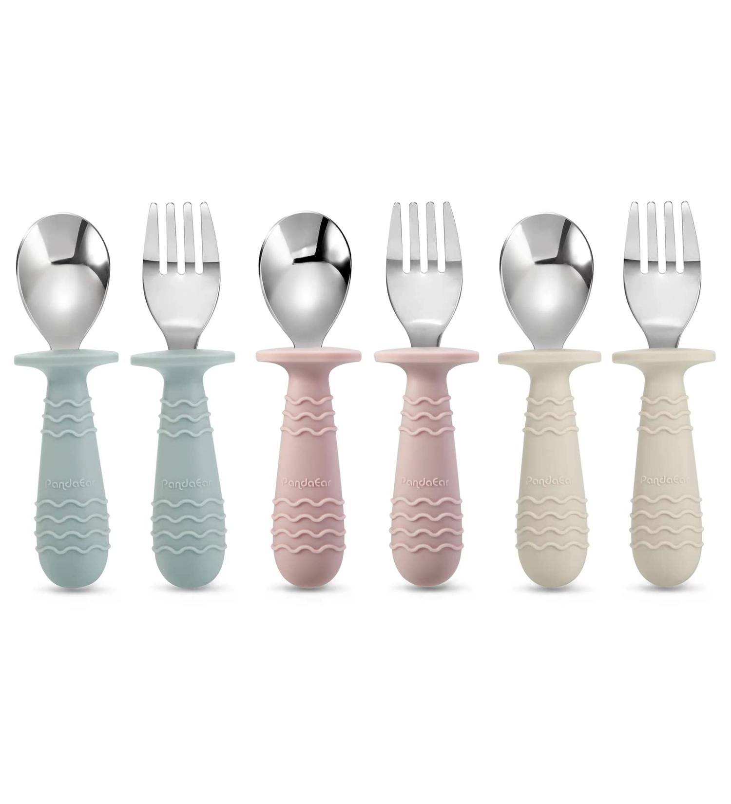 Pandaear 6-Piece Children's Cutlery Set | Silicone Handle Stainless Steel Dishes | BPA-Free Baby & Toddler Fork & Spoon Set | Perfect for Ages 1+ | International Shipping Available - Buy Online on GoSupps.com