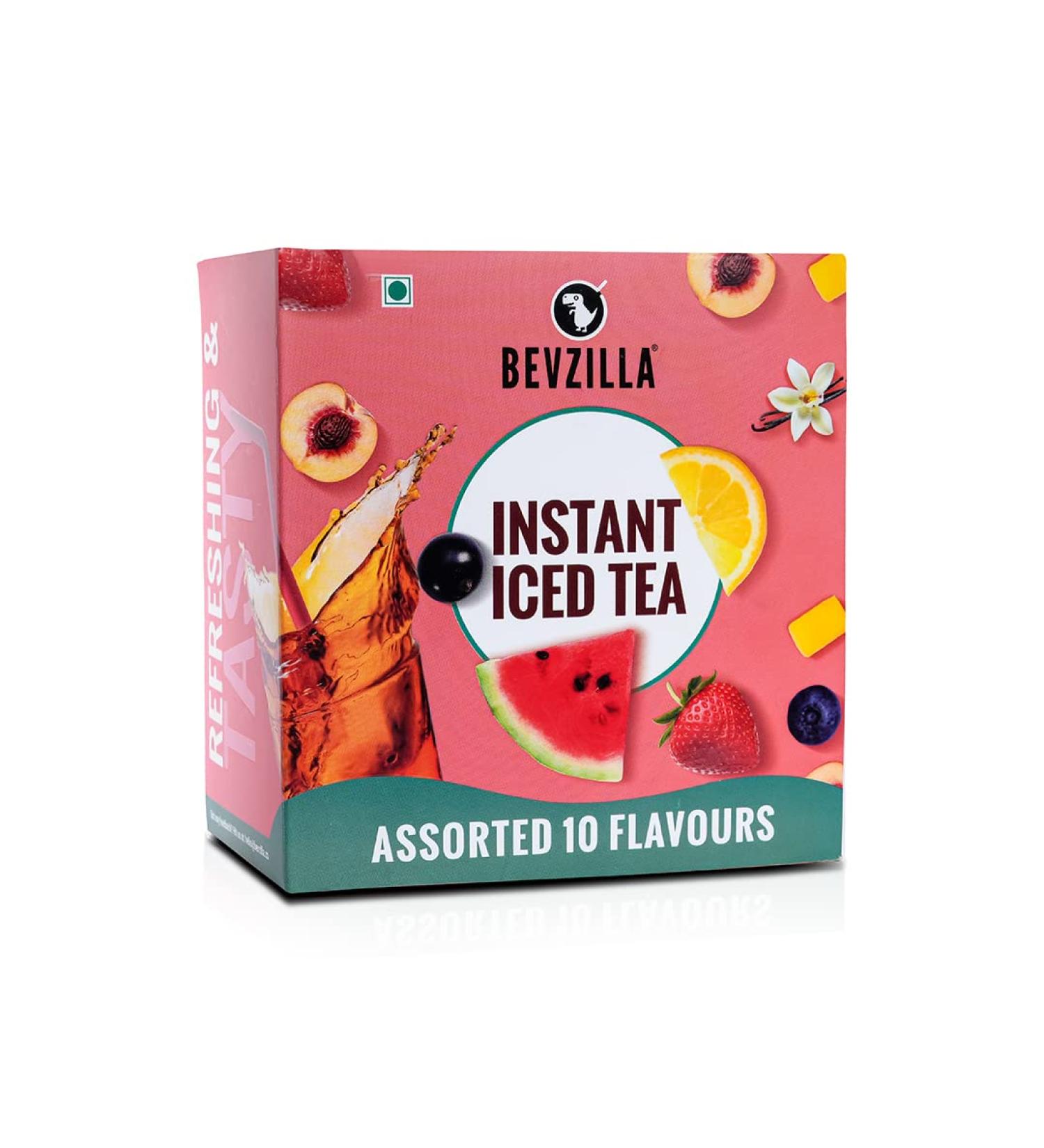 Bevzilla Th glac en poudre assorties 10 saveurs infusion froid fort et tr s aromatique sans ingr dients artificiels 30 calories en poudre de th glac instantan 30 g par sachet x 10 Assortis 35.00 g (10er Pack) - Buy Online on GoSupps.com