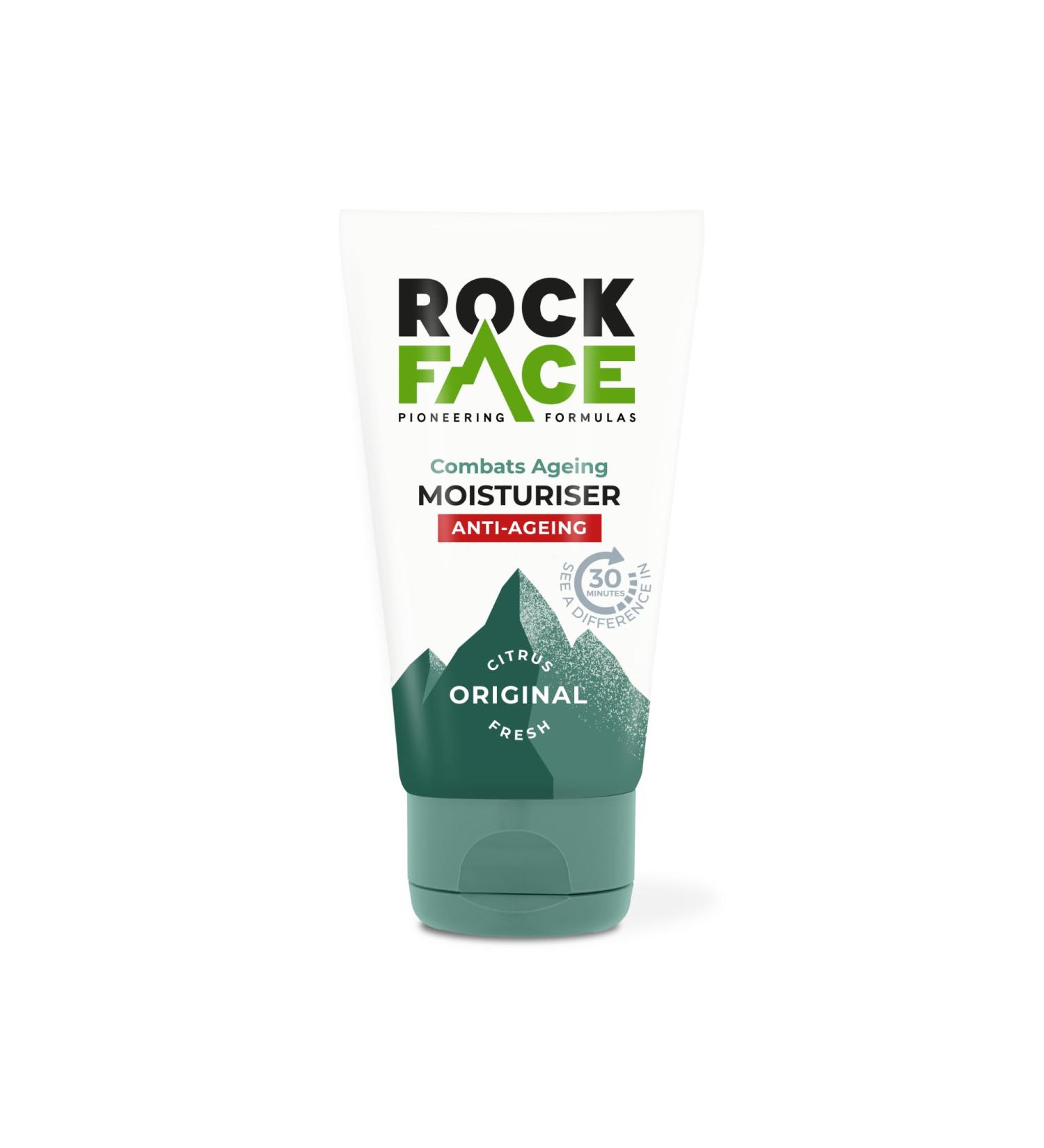 Rock Face Mens Anti Aging Moisturiser Fast Absorbing Combats Signs of Ageing Fresh Masculine Scent 100ml - Buy Online on GoSupps.com