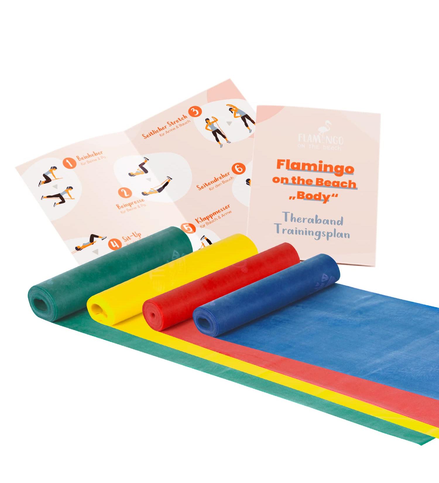 Original Therma Band Set - 4 Gymnastics Fitness Bands (2.5m) for Exercises & Physiotherapy | Includes Training Plan - Green Yellow Red Blue - Shop Now! - Buy Online on GoSupps.com