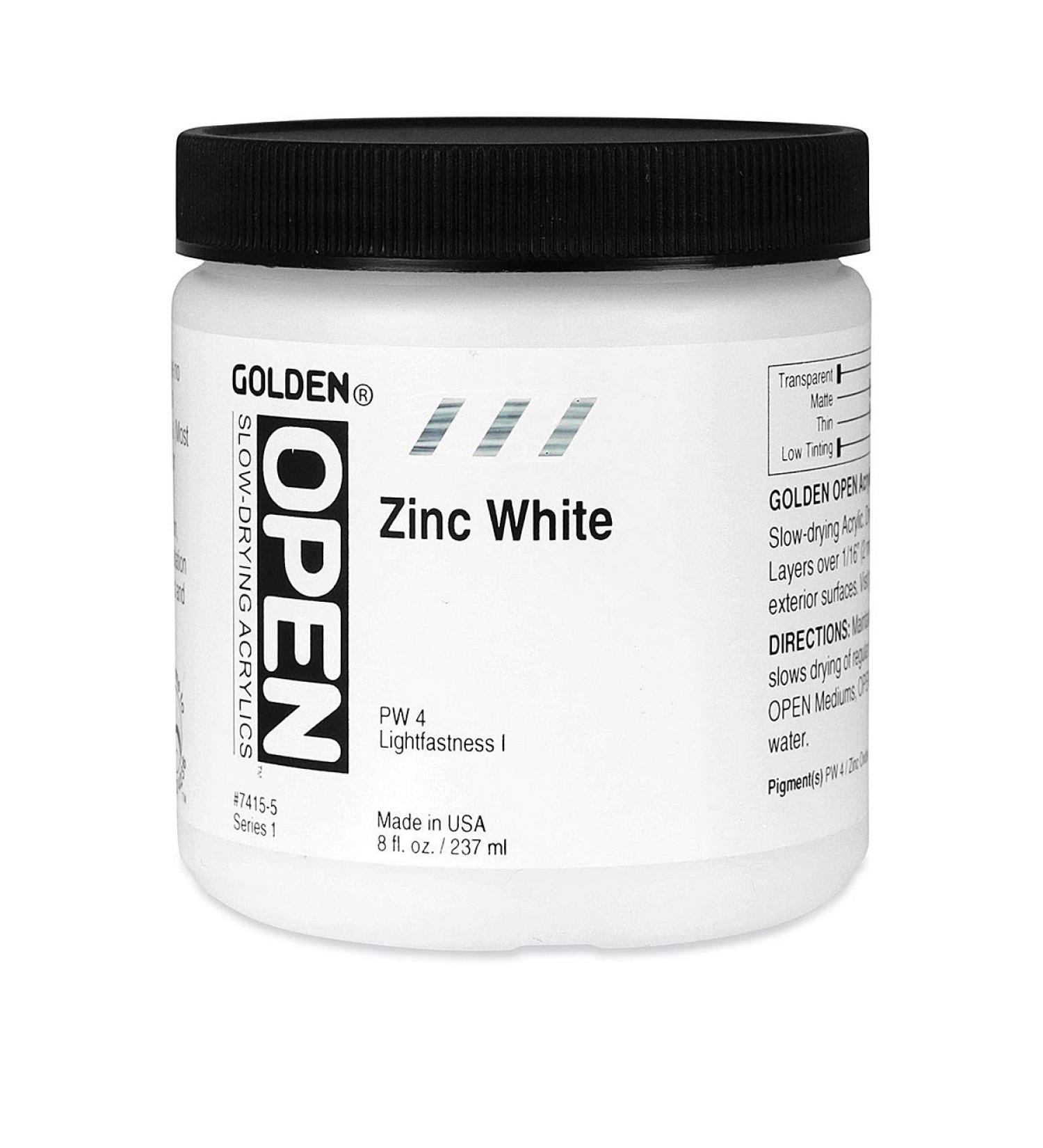 Golden OPEN Acrylic Colors zinc white 8 oz. jar