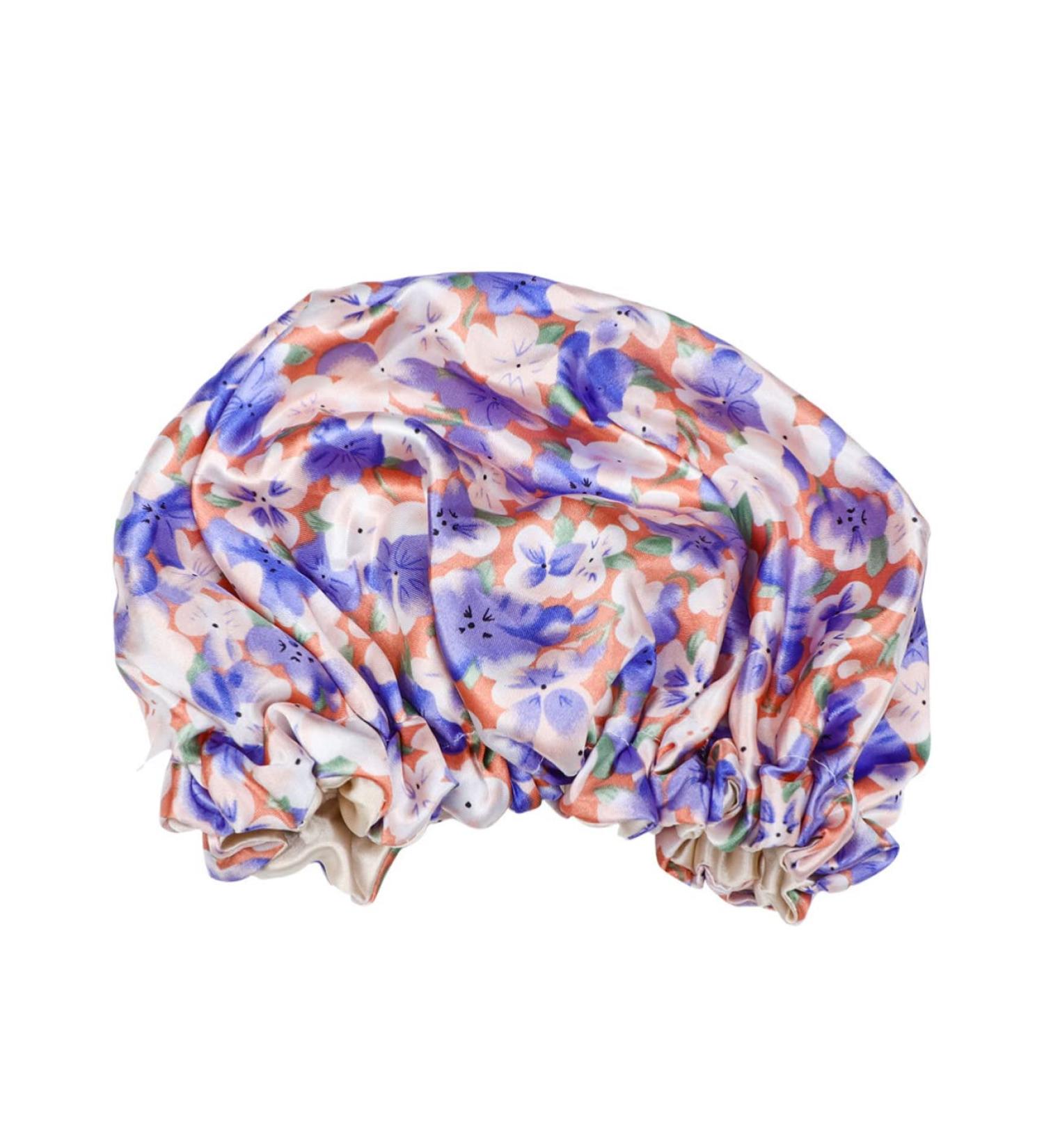 Hemoton Kids Shower Cap - Adjustable Double Layer Flowers Blue Bath Hat for Night Sleeping - Buy Online on GoSupps.com