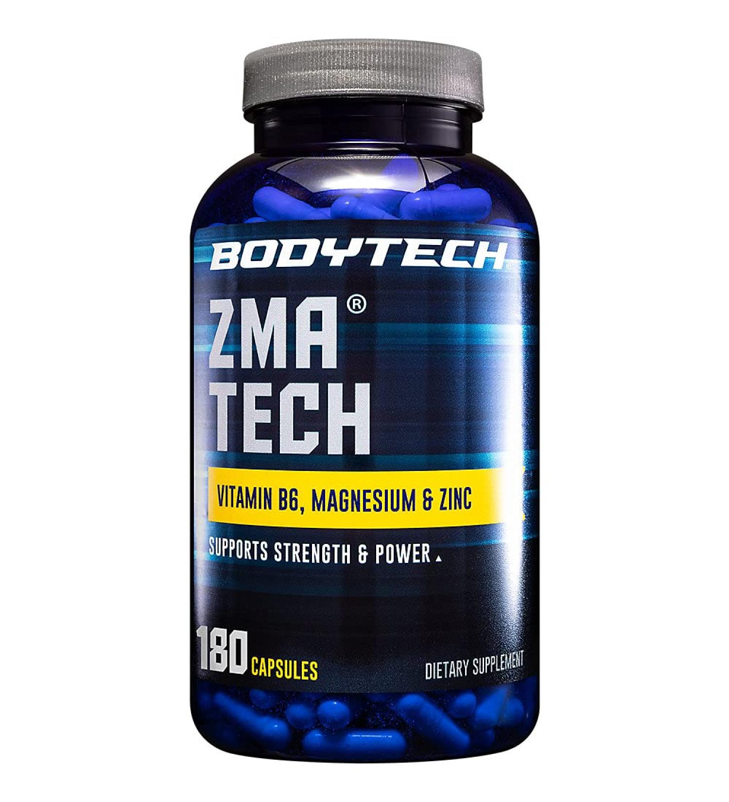 BODYTECH ZMA Supplements - Zinc Magnesium & Vitamin B6 - Supports Muscle Recovery Sleep Quality & Immune Health (180 Capsules) 180 Count (Pack of 1) - Buy Online on GoSupps.com