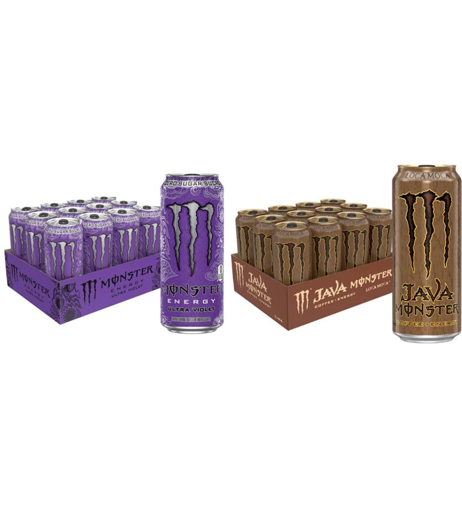 Monster Energy Ultra Violet 473mL cans Pack of 12 & Java Loca Moca 444mL Can pack of 12 Coffee + Cream Ultra Violet 473ml (Pack of 12) Ultra Violet + Moca Coffee + Cream - Buy Online on GoSupps.com