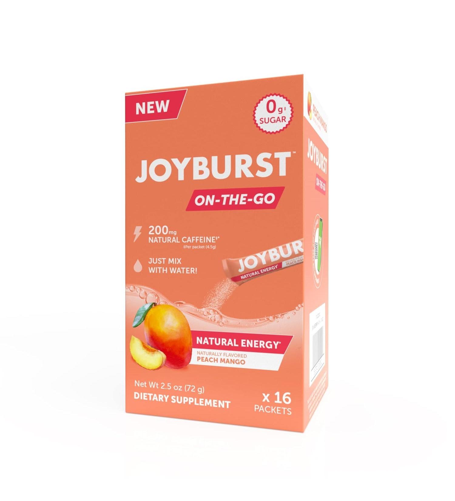 Buy Energy Drink Mix - Natural Caffeine (200mg) for Jitter-Free Energy | Sugar-Free Peach Mango Powder - 16 Sticks | International Shipping - Buy Online on GoSupps.com