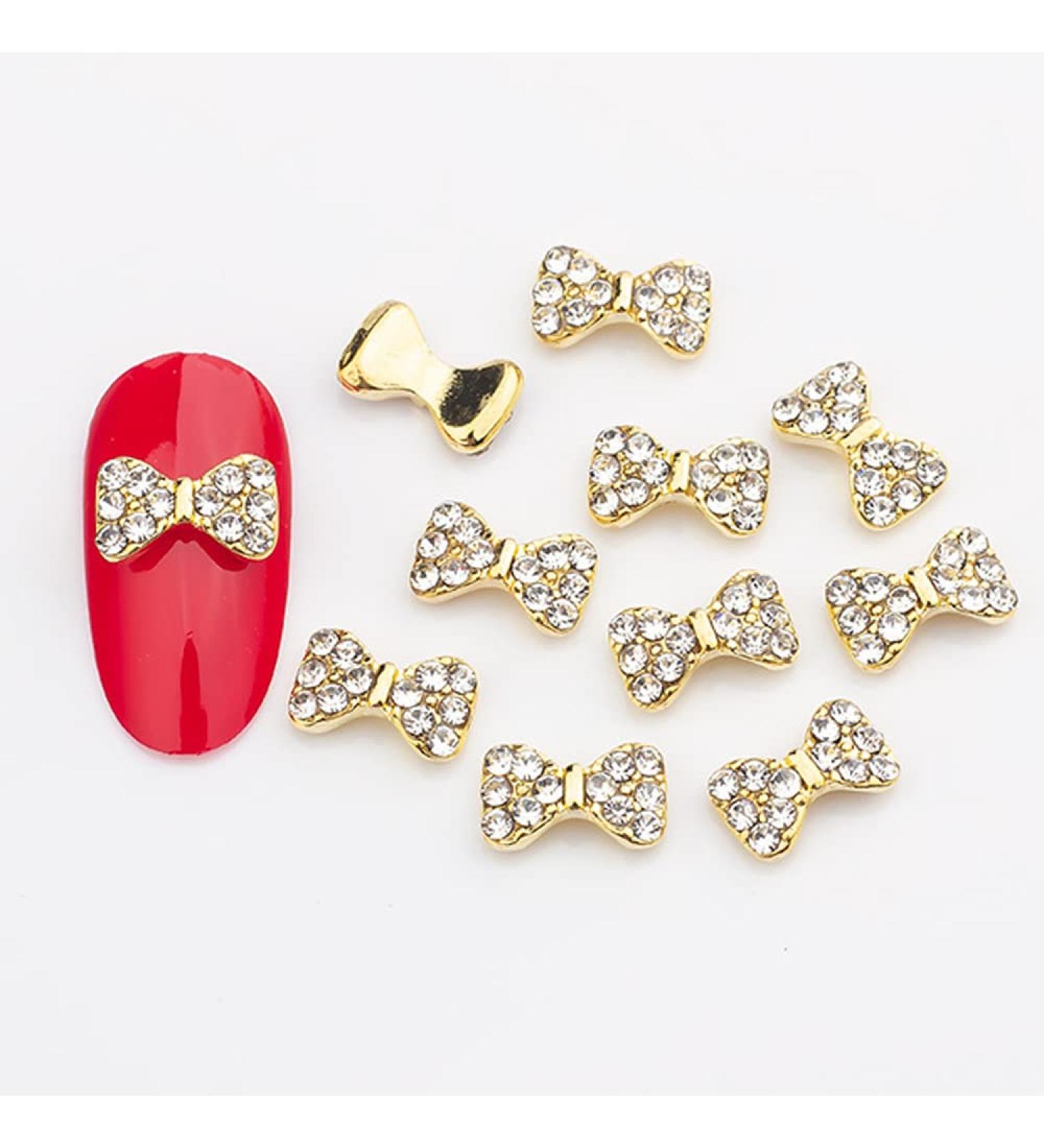 10pcs 3D Nail Art Crystal Rhinestone Bow Big Gems Charms for Nail Art Decoration Jewelry Sparkle Craft DIY Beads (#3040 10pcs)
