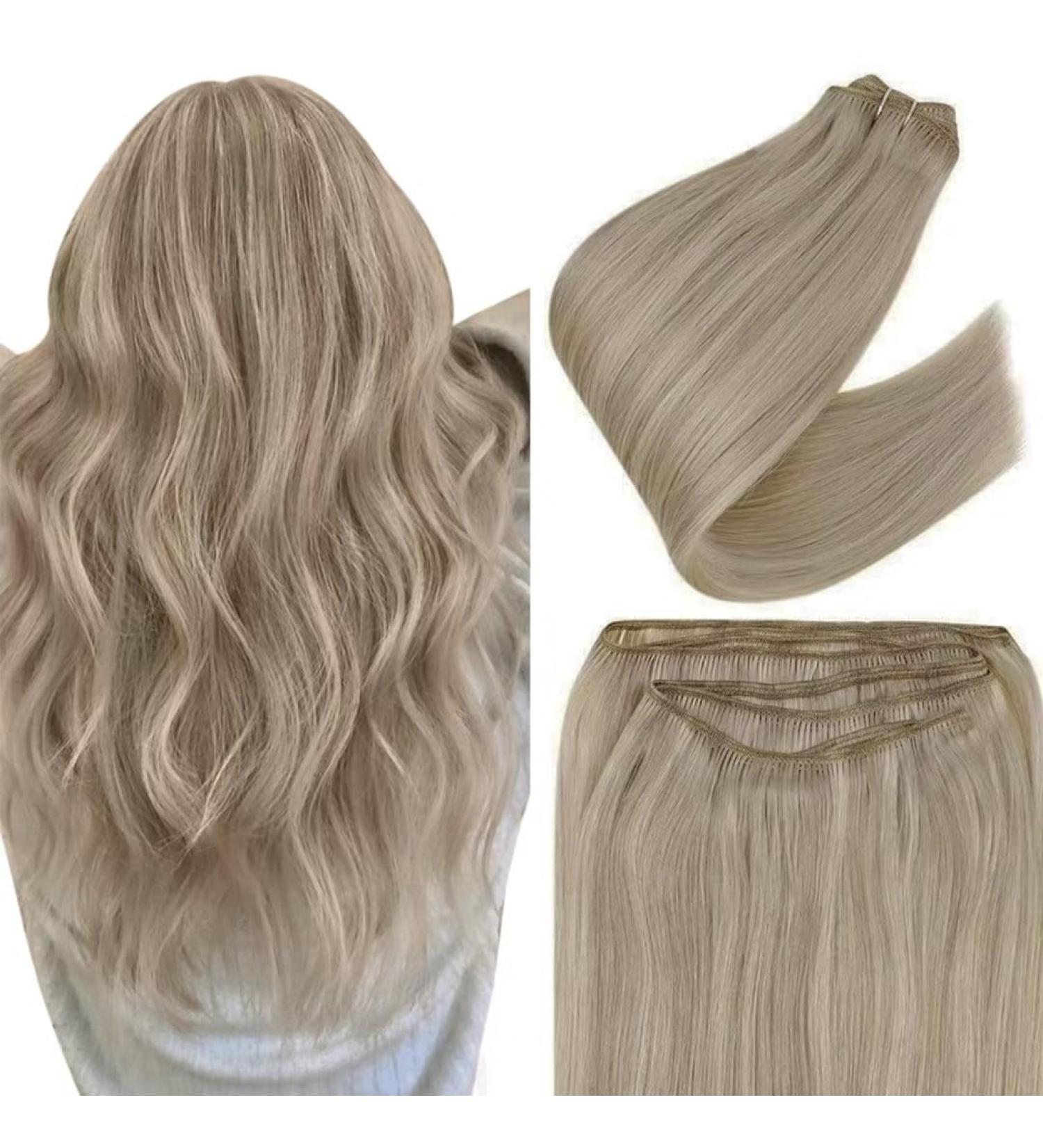 Easyouth Blonde Highlight Double Weft Human Hair Extensions - Ash Blonde Remy 20 Inch 100g - Buy Online on GoSupps.com