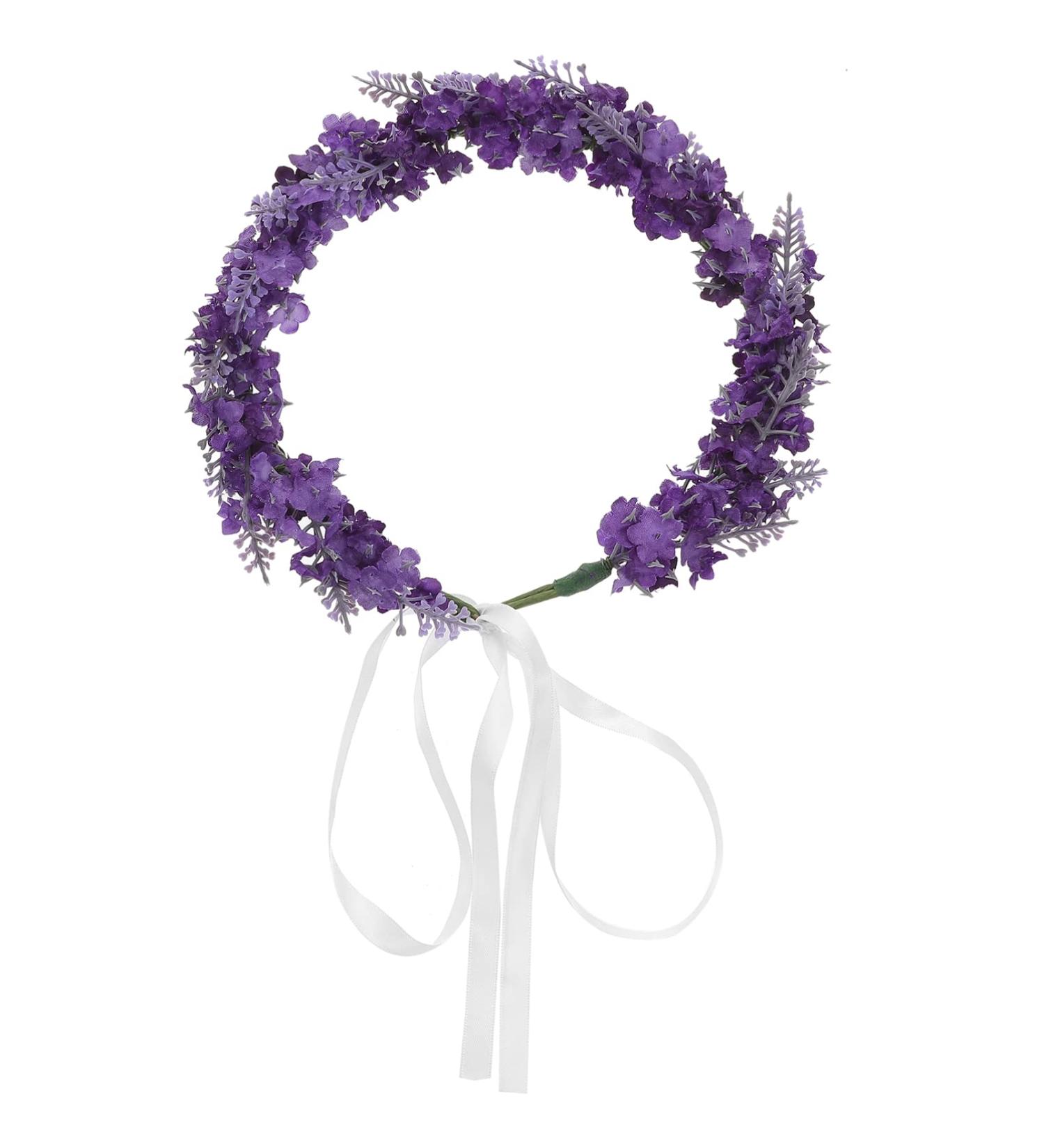 Frcolor Lavender Headband for Girls - Light Blue Floral Wreath & Wedding Garland - Violet Flower Hair Accessory - Buy Online on GoSupps.com