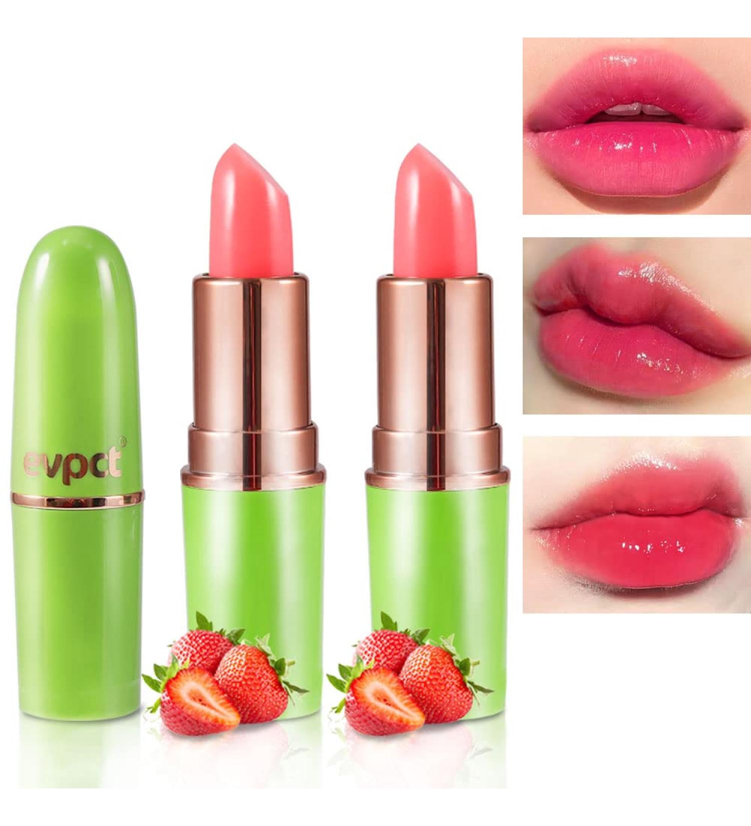 Magic Strawberry Color Changing Lipstick Set - Korean Jelly Lip Balm Stain for 24-Hour Wear - 2Pcs - Buy Online on GoSupps.com