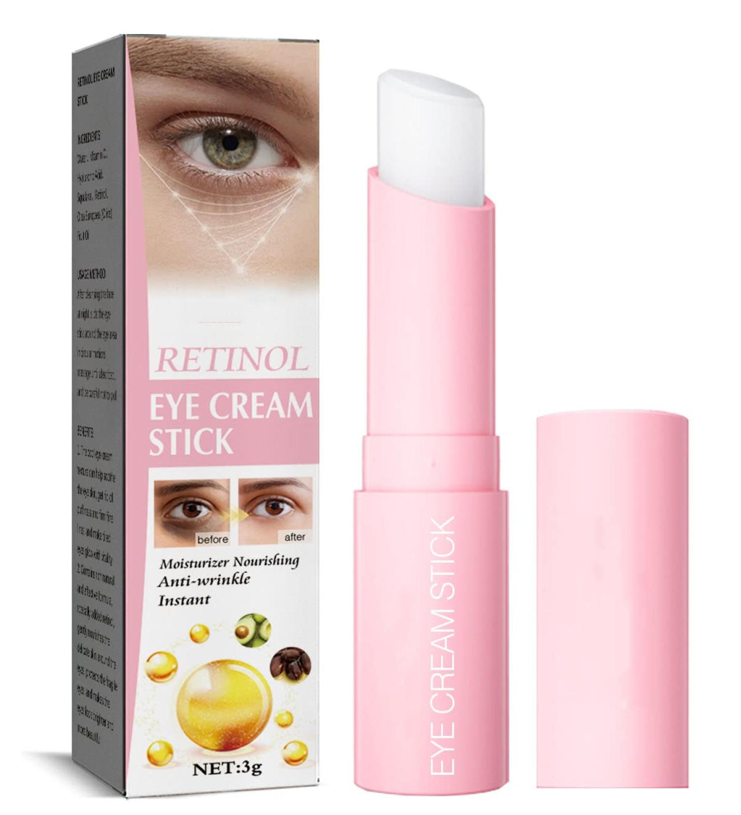 Retinol Eye Stick | Anti-Aging Cream for Dark Circles, Puffiness, Fine Lines | Vitamin A, C & E with Peptides - Buy Online on GoSupps.com