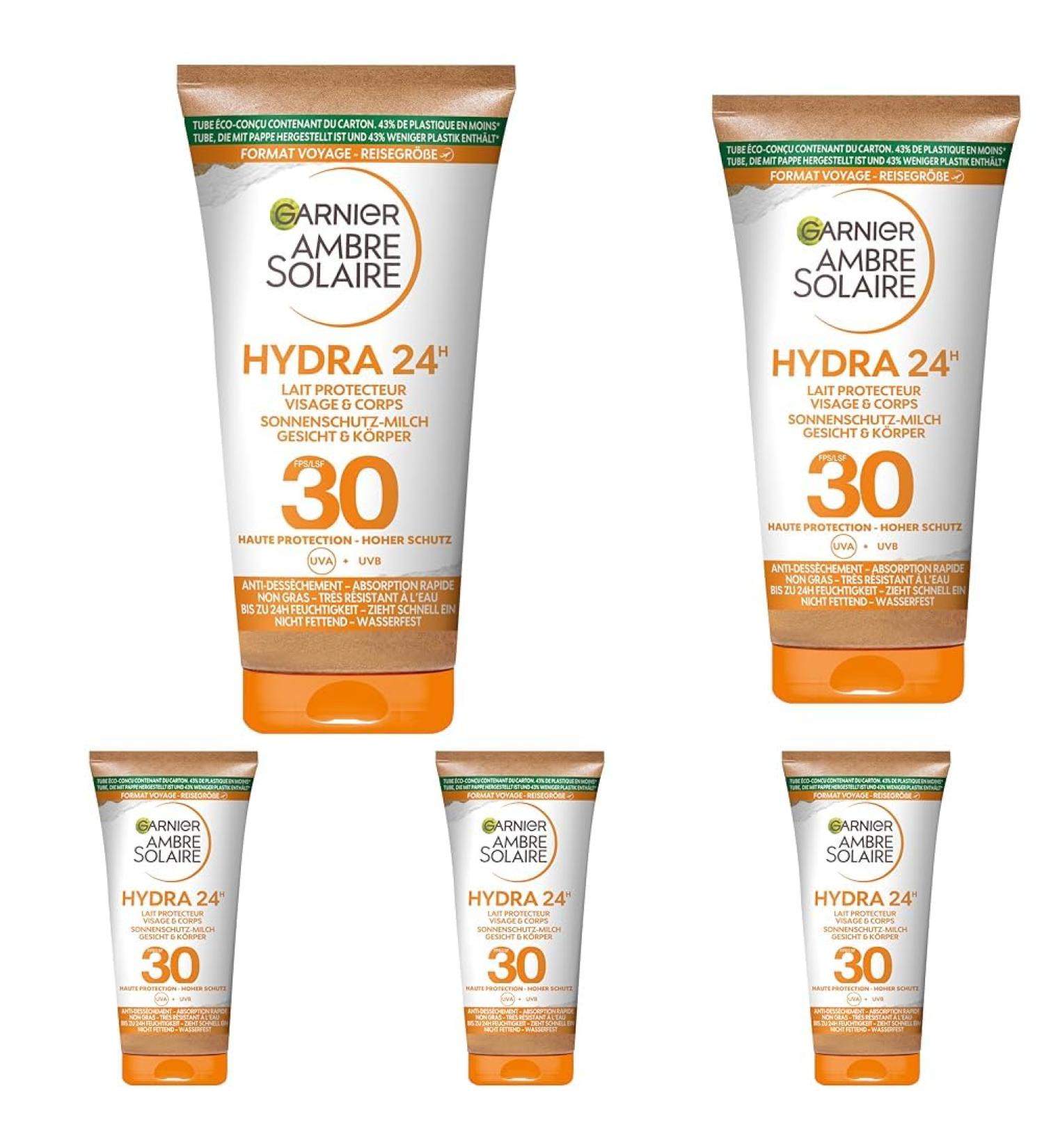 Garnier Ambre Solaire Sunscreen Moisturising Sun Protection Milk SPF 30ung (1 x 50 ml) (Pack of 5) 50 ml (Pack of 5)