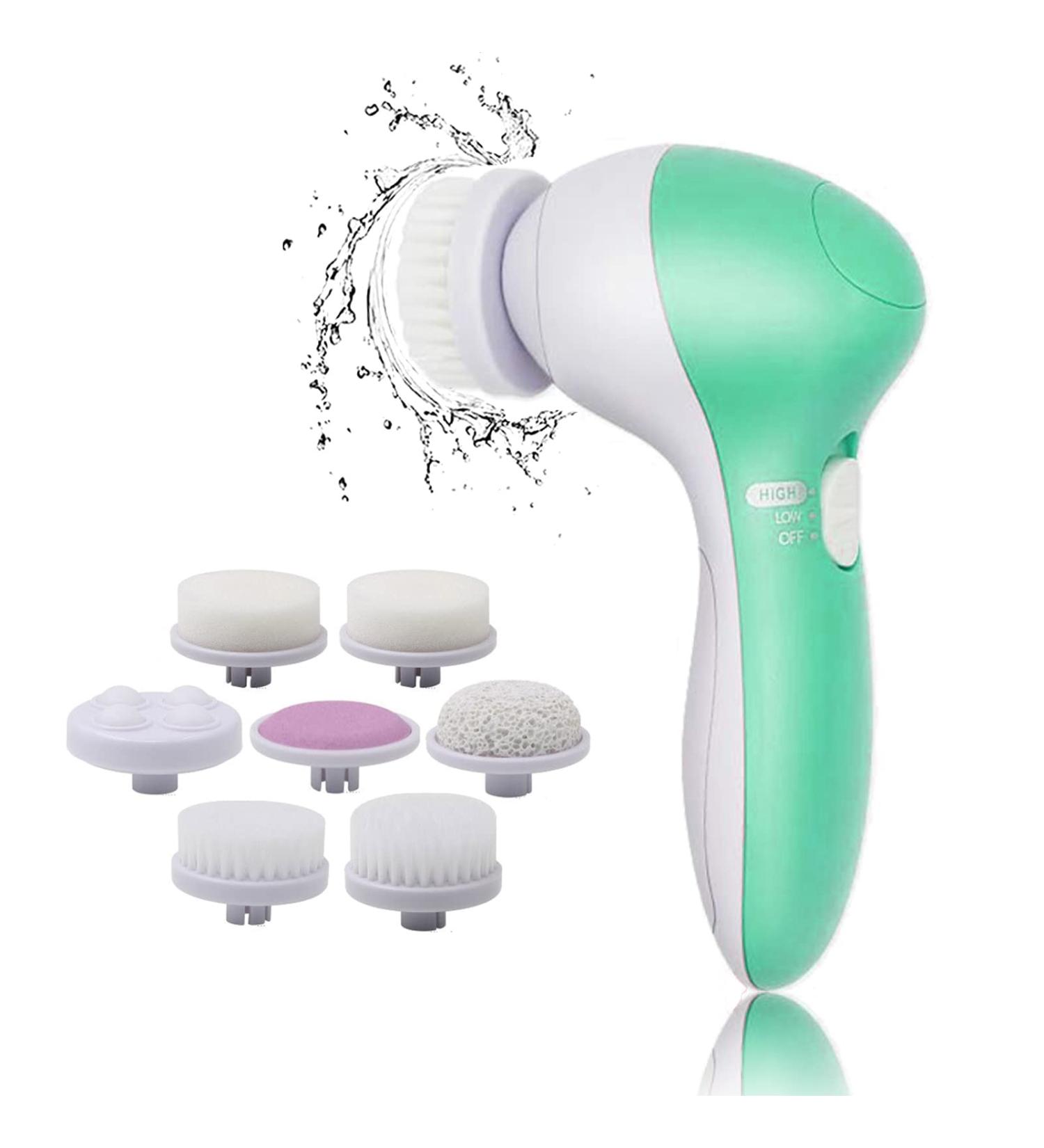 Facial Cleansing Spin Brush Set Electric Face Cleanser Brush with 7 Exfoliating Brush Heads Complete Face Spa System for Gentle Cleansing Deep Scrubbing Massaging Dead Skin Remover (Green) - Buy Online on GoSupps.com