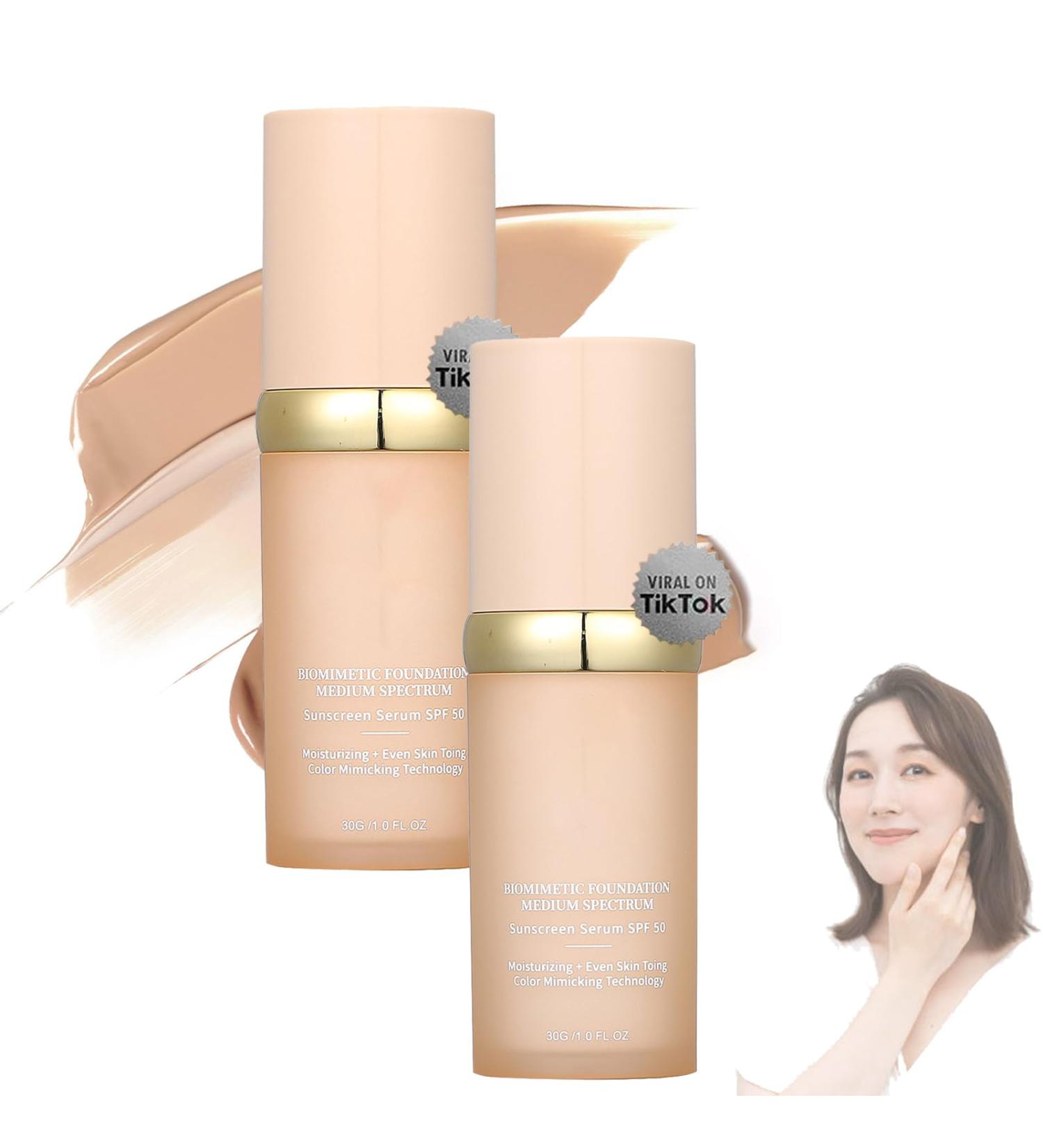 Biomimic 4-in-1 Foundation Color Concealer SPF 50+ Sunscreen Concealer & Four in One Foundation Long-Lasting & Waterproof Moisturizing & Nourishing Skin (2 PCS) - Buy Online on GoSupps.com