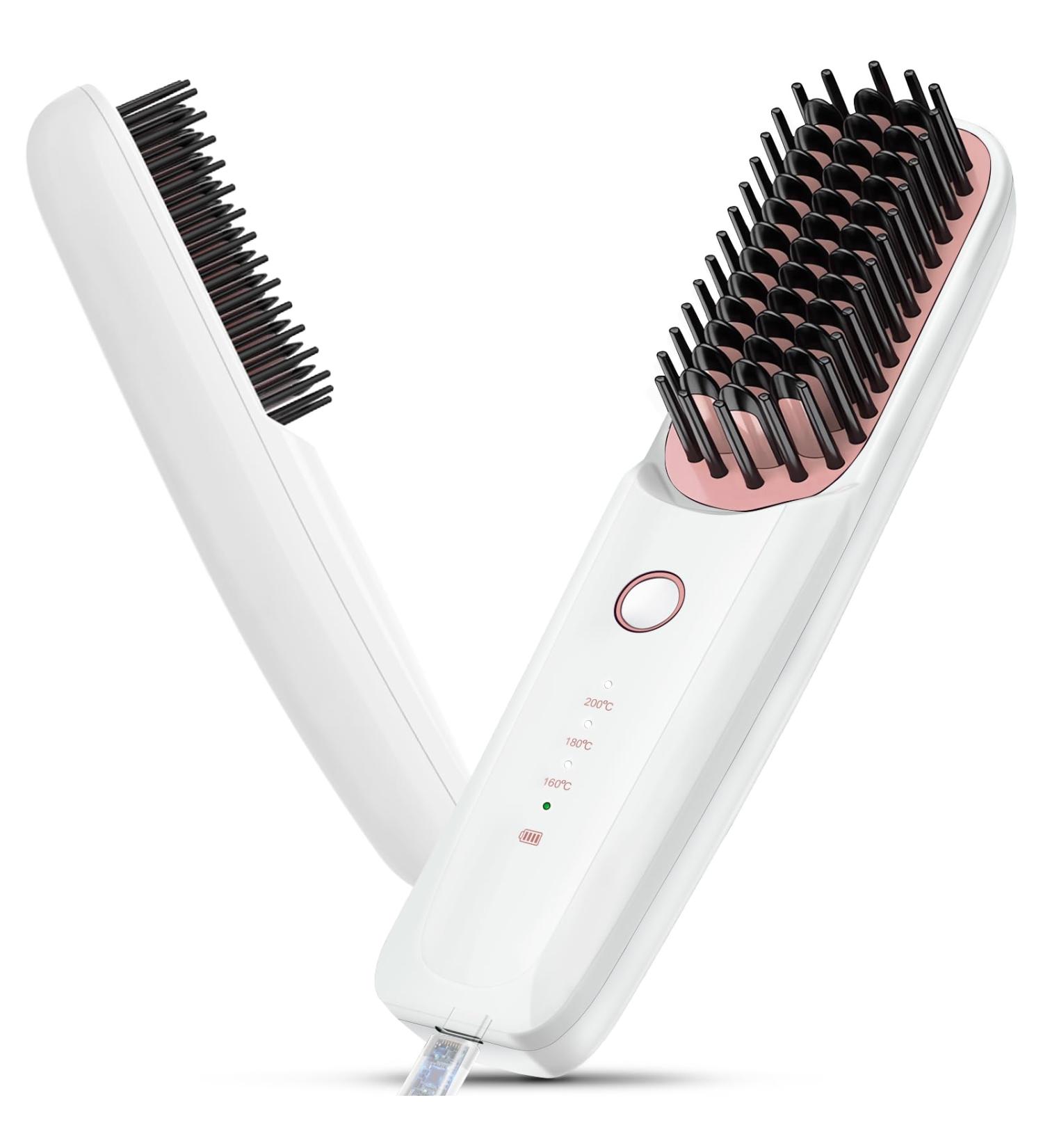 Buy Cordless Hair Straightener Brush - Portable USB-C Rechargeable Mini Ionic Hot Comb for Travel - Lightweight Anti-Scald Styling Brush for Women - Buy Online on GoSupps.com