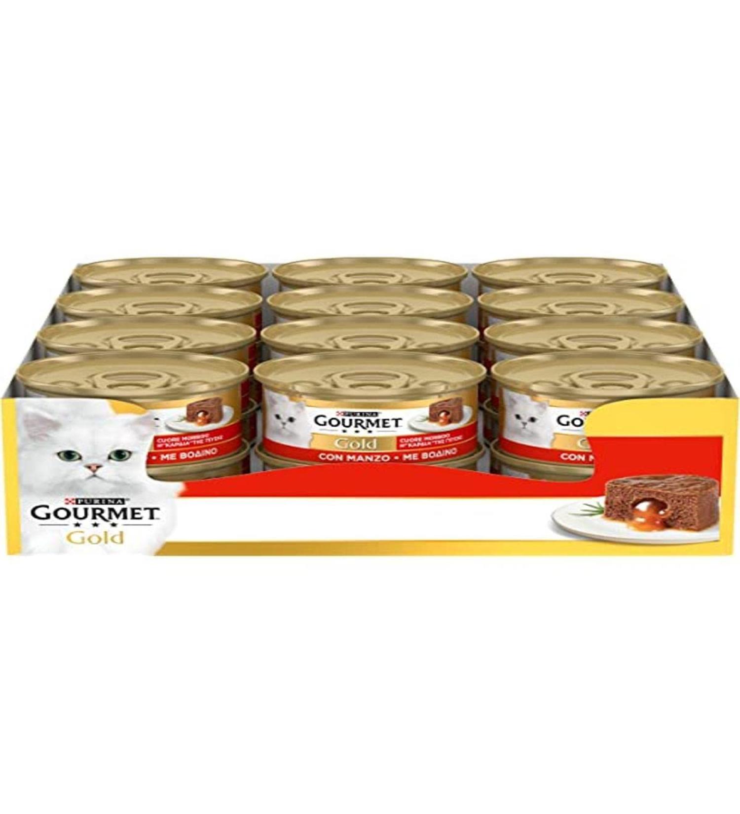 Purina Gourmet Gold wet food for cats soft with beef 24 cans of 400 g each Beef 3.54 g (pack of 24)