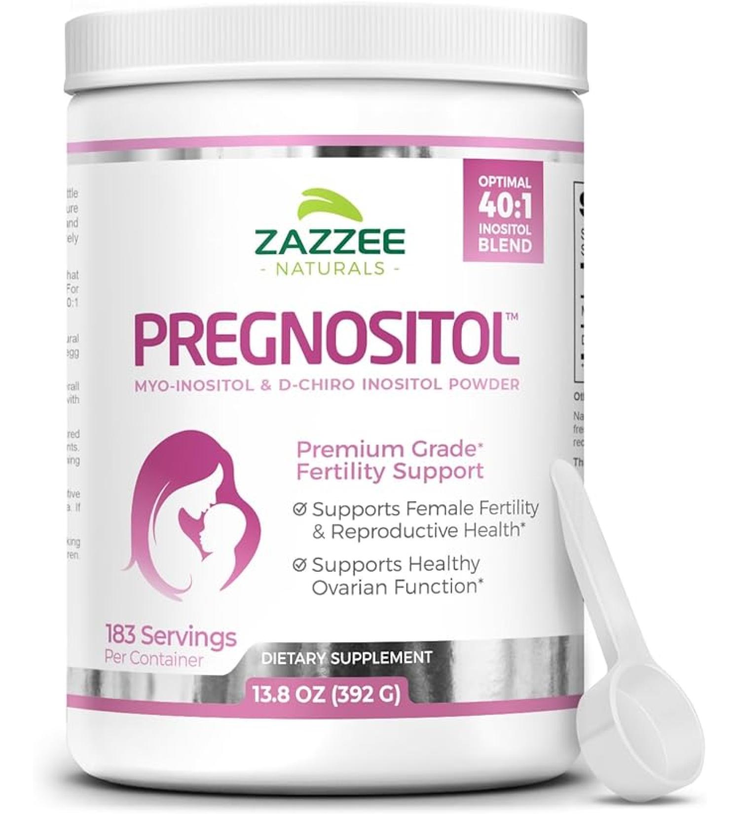 Zazzee PREGNOSITOL Powder - 6 Month Supply - Myo-Inositol and D-Chiro-Inositol Fertility Blend - Vegan and Non-GMO - 183 Servings - Buy Online on GoSupps.com