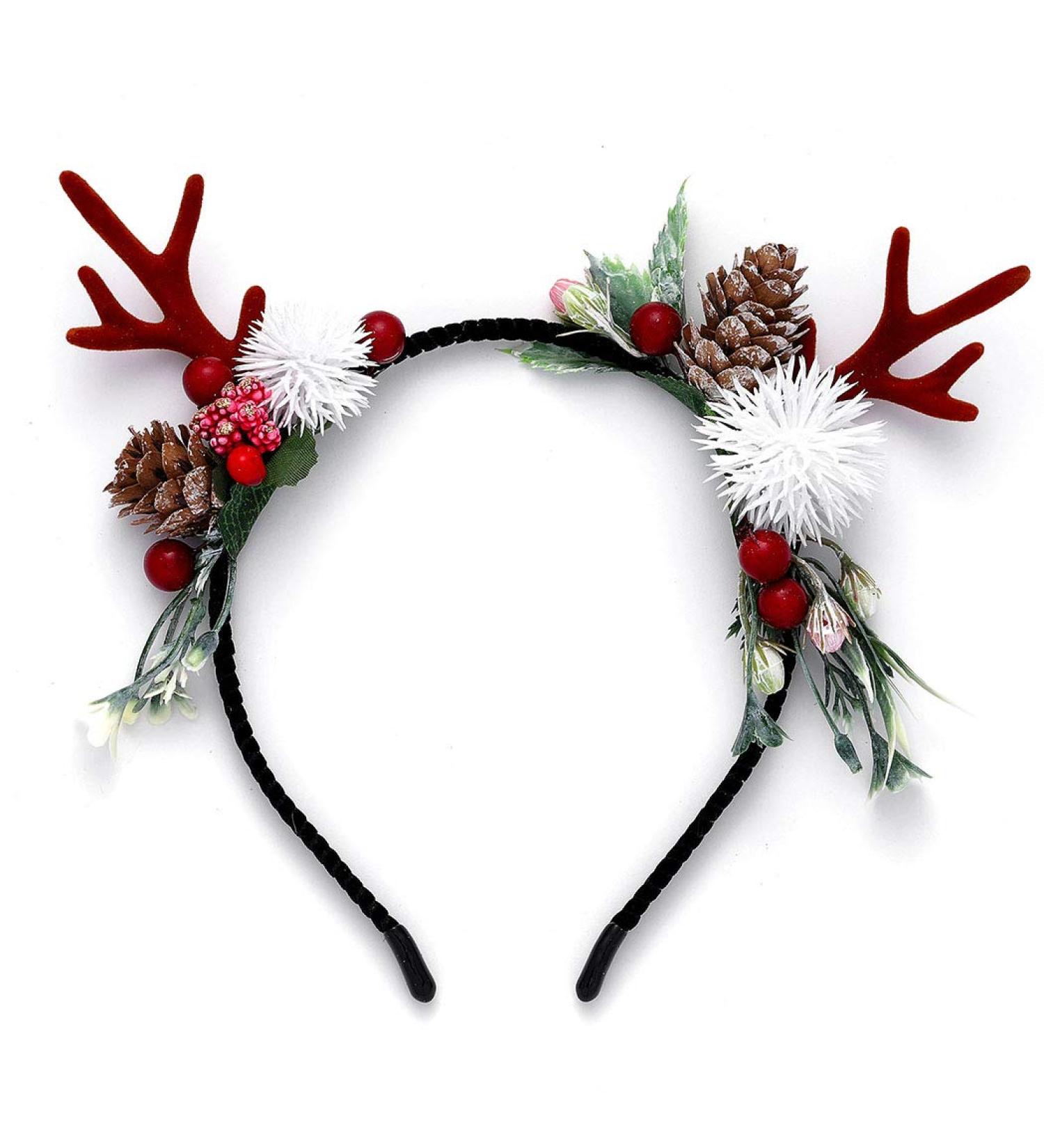 Unicra Christmas Flower Antlers Headband - Elk Deer Animal Horns Hair Piece for Women and Girls - Buy Online on GoSupps.com
