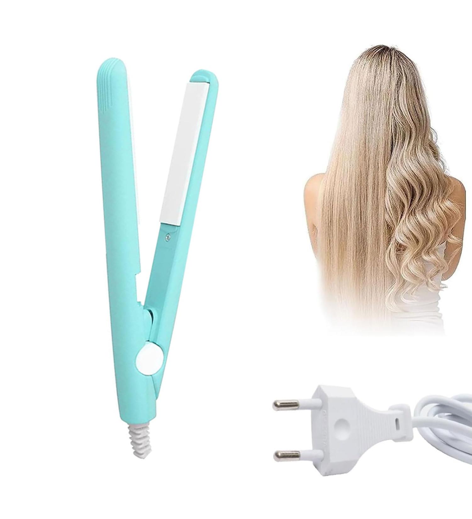 2-in-1 Ceramic Hair Smoother & Mini Straightener - Perfect for Smooth & Curly Hair - Portable for All Hair Types (Blue) - Buy Online on GoSupps.com