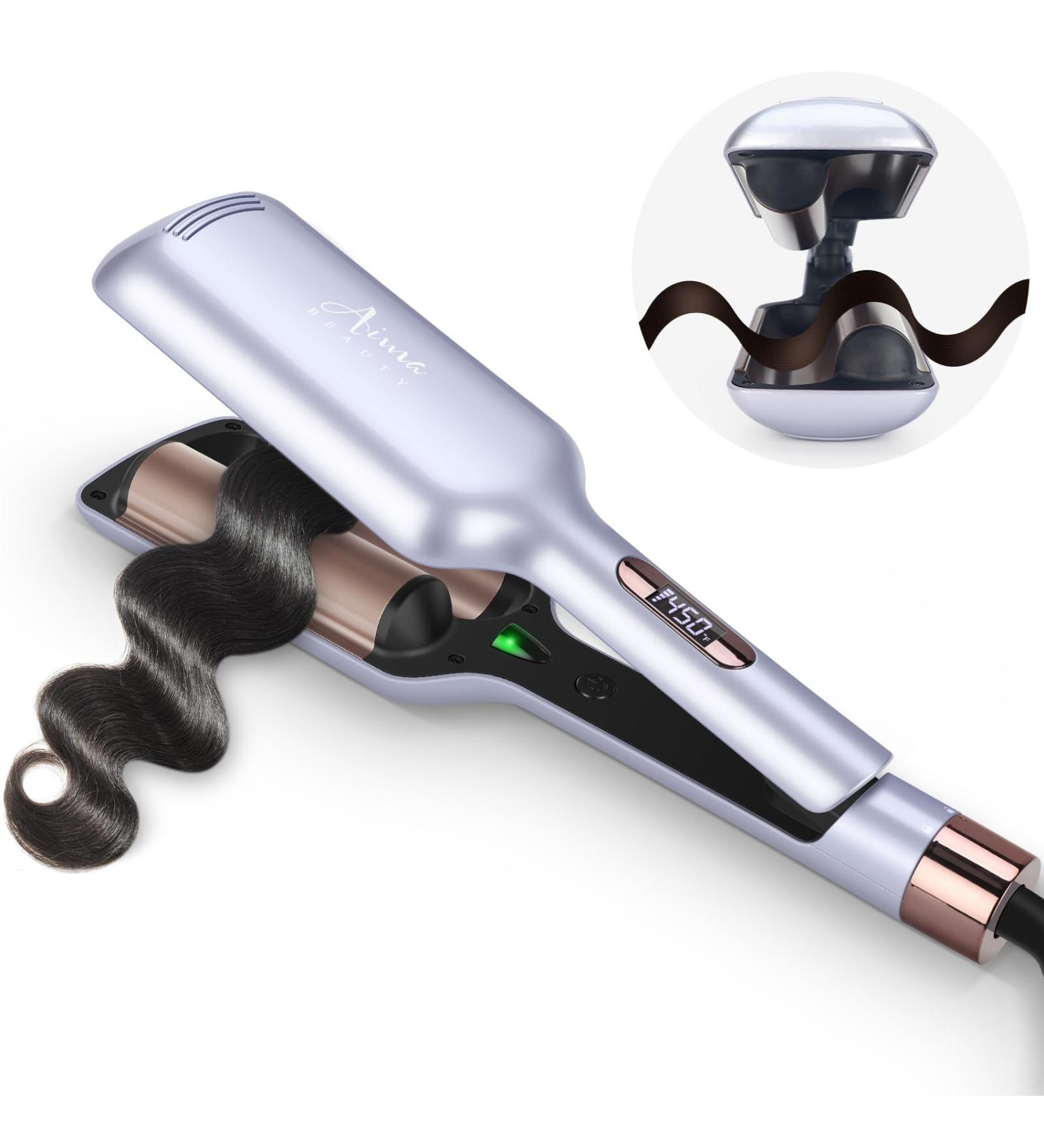 32mm Aima Beauty Curling Wand - Big Wave Mermaid Hair Waver Anti-Scald Ionic Lock for All Hair Types - Purple - Buy Online on GoSupps.com