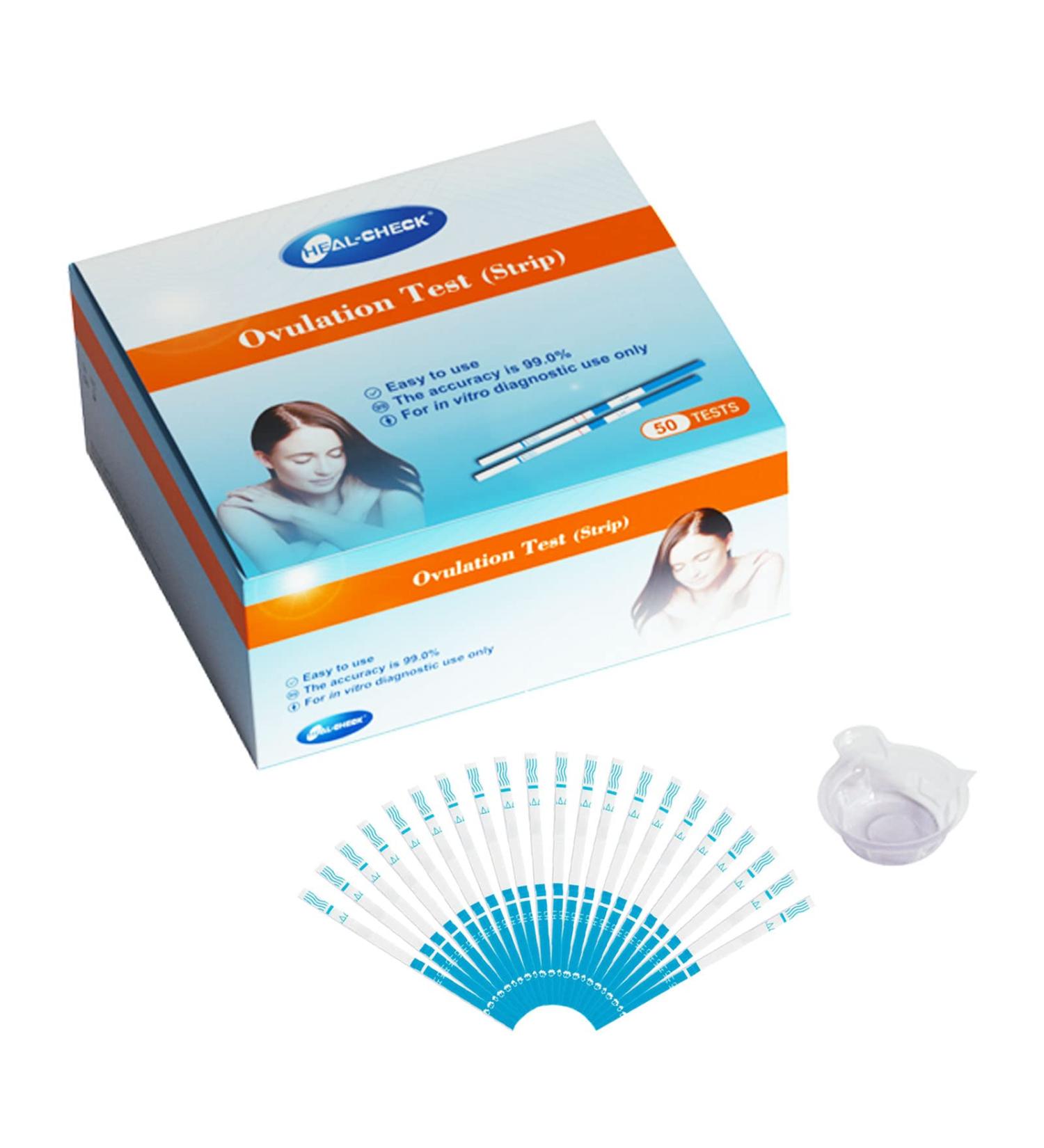 50-Pack HEAL-CHECK Ovulation Test Strips + Free Collection Cups - Fertility Tracker Kit for Women - Easy at Home LH Test Strips (4.0MM) - Buy Online on GoSupps.com