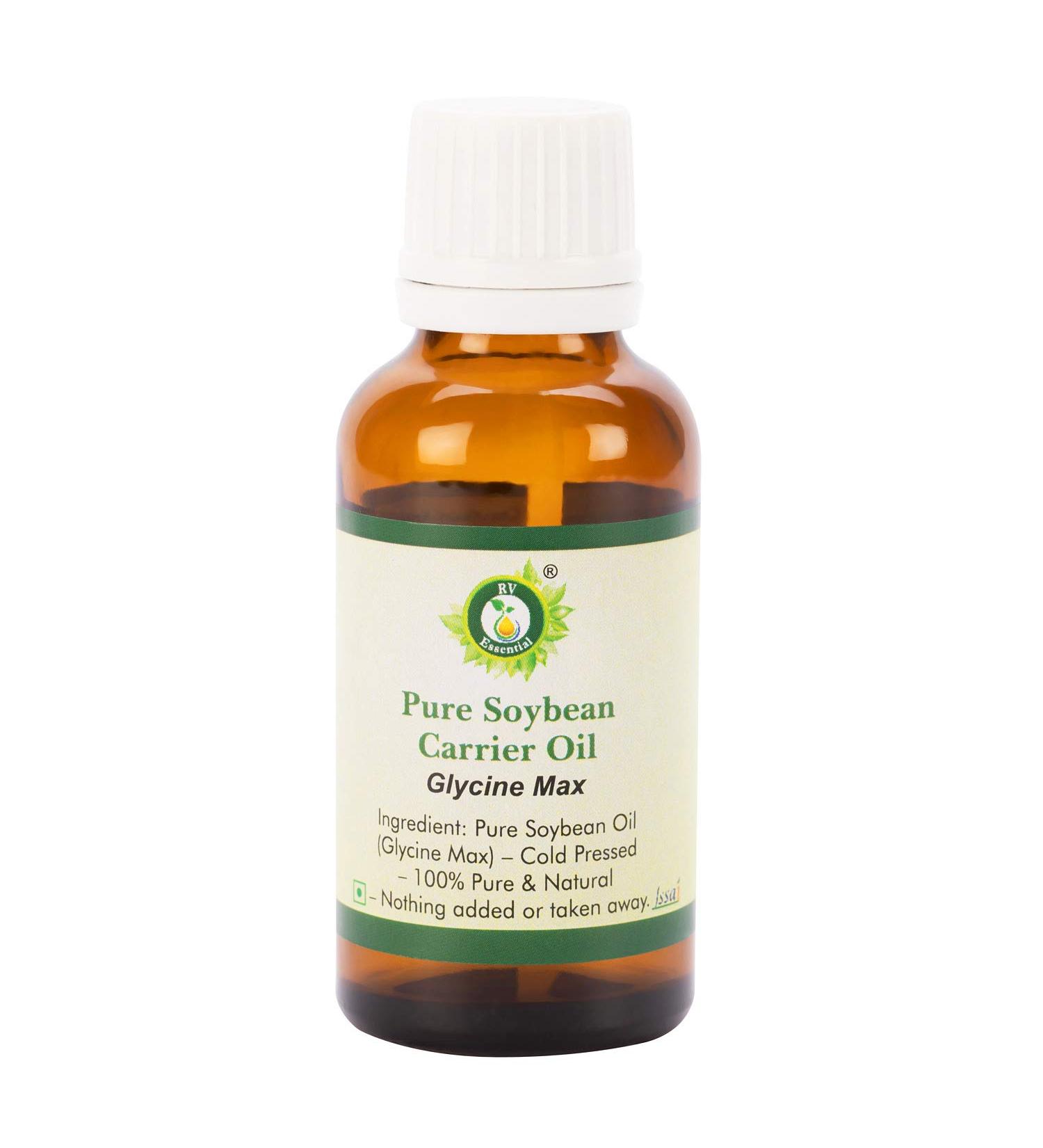 Soybean oil Glycine Max For skin and hair For cooking For face Pure cold pressed soyabean oil 100 pure 50ml 169oz By R V Essential 50ml 169oz