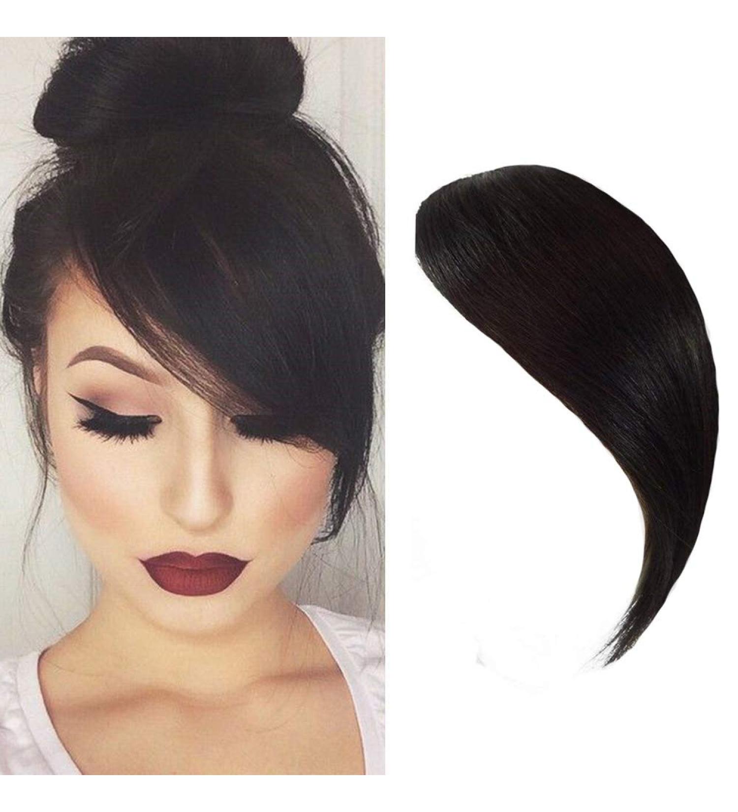 Dsoar Side Bangs Clip in Real Human Hair Bang Natural Black Color - Straight Fringe Hair Extensions | 1 Count - Buy Online on GoSupps.com