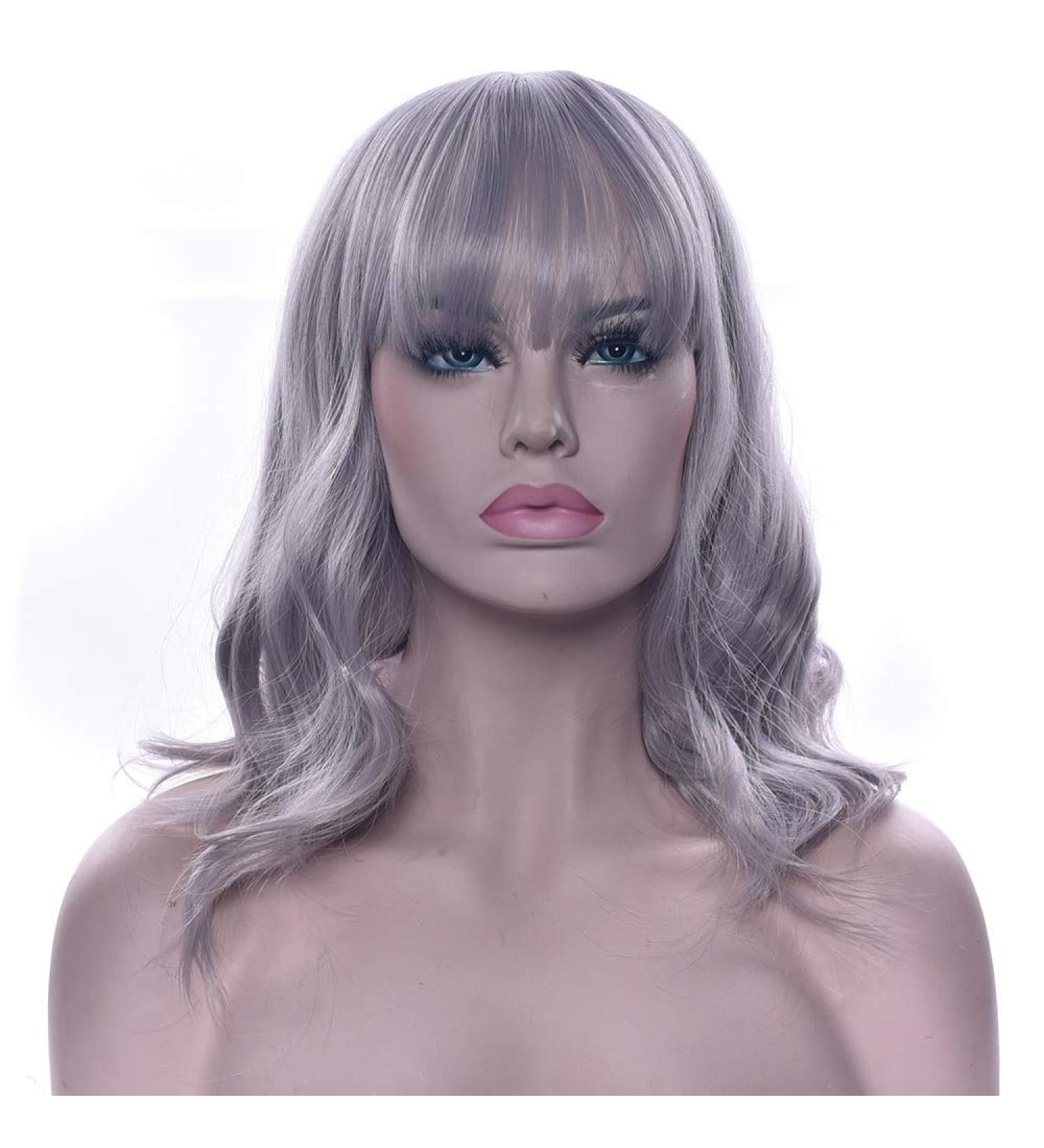 LFMDJF Wavy Brown Short Synthetic Hair Wig Pink Black Red Party Hairpieces Wigs for Women 14inches 0906 0906