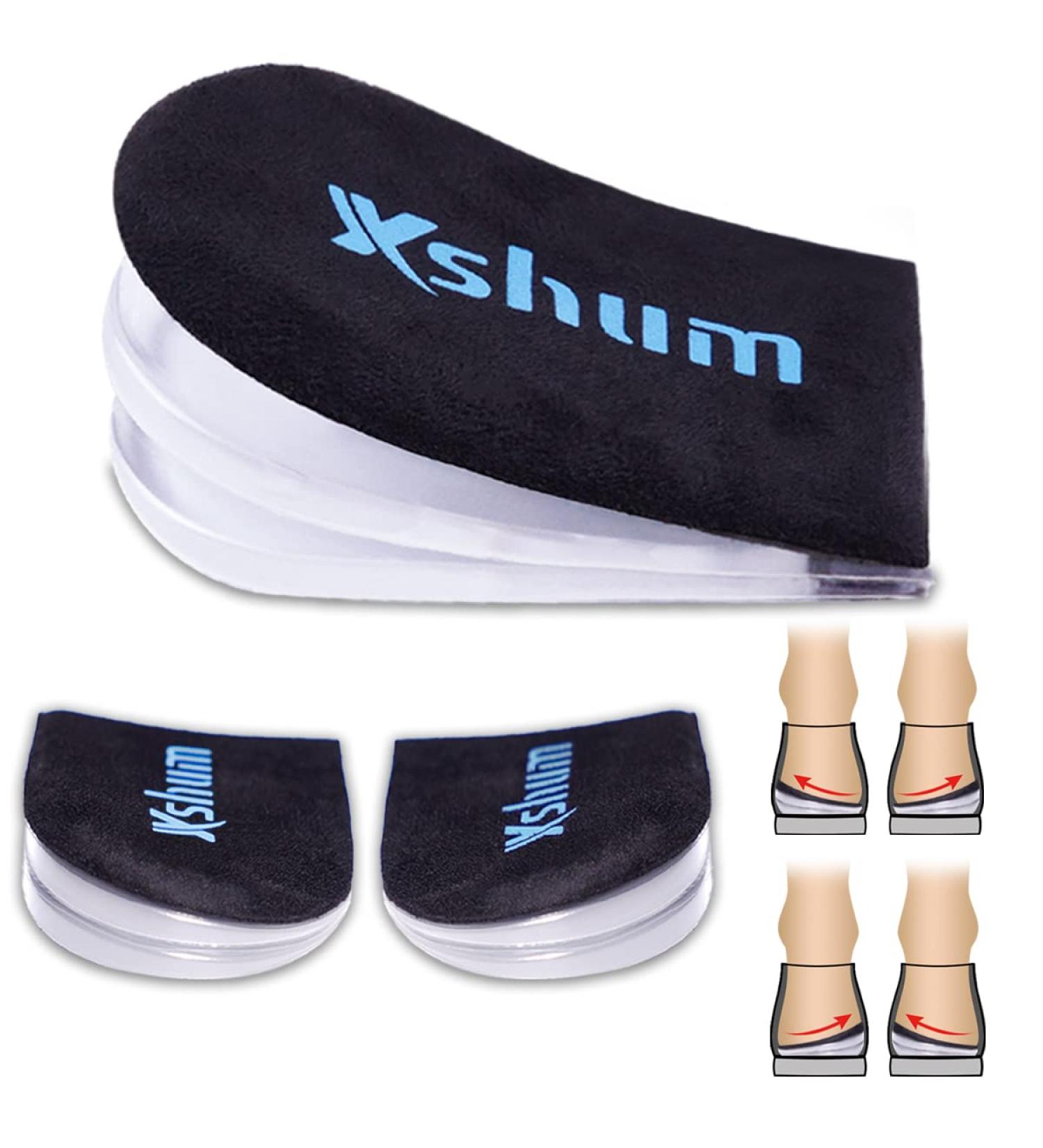 Xshum Adjustable Supination & Overpronation Insoles - Medial & Lateral Heel Cups for Foot Alignment, Knee Pain, Bow Legs, Osteoarthritis - Large Black - Buy Online on GoSupps.com